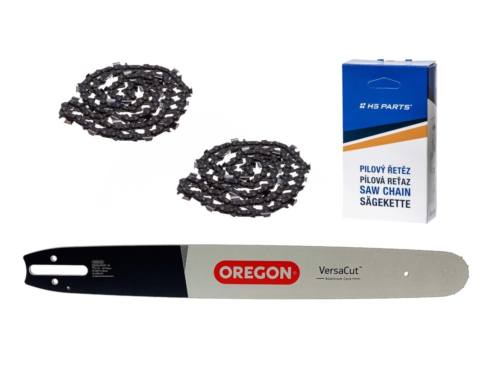 Oregon vodící lišta 203VXLGD025 20" (50 cm) .325" .063" (1,6 mm) + 2 x HS PARTS pilový řetěz 81 článků hranatý zub pro Stihl 024 026 028 030 031 032 034 036 MS240 MS260 MS261 MS270 MS280 MS290 MS310 MS390