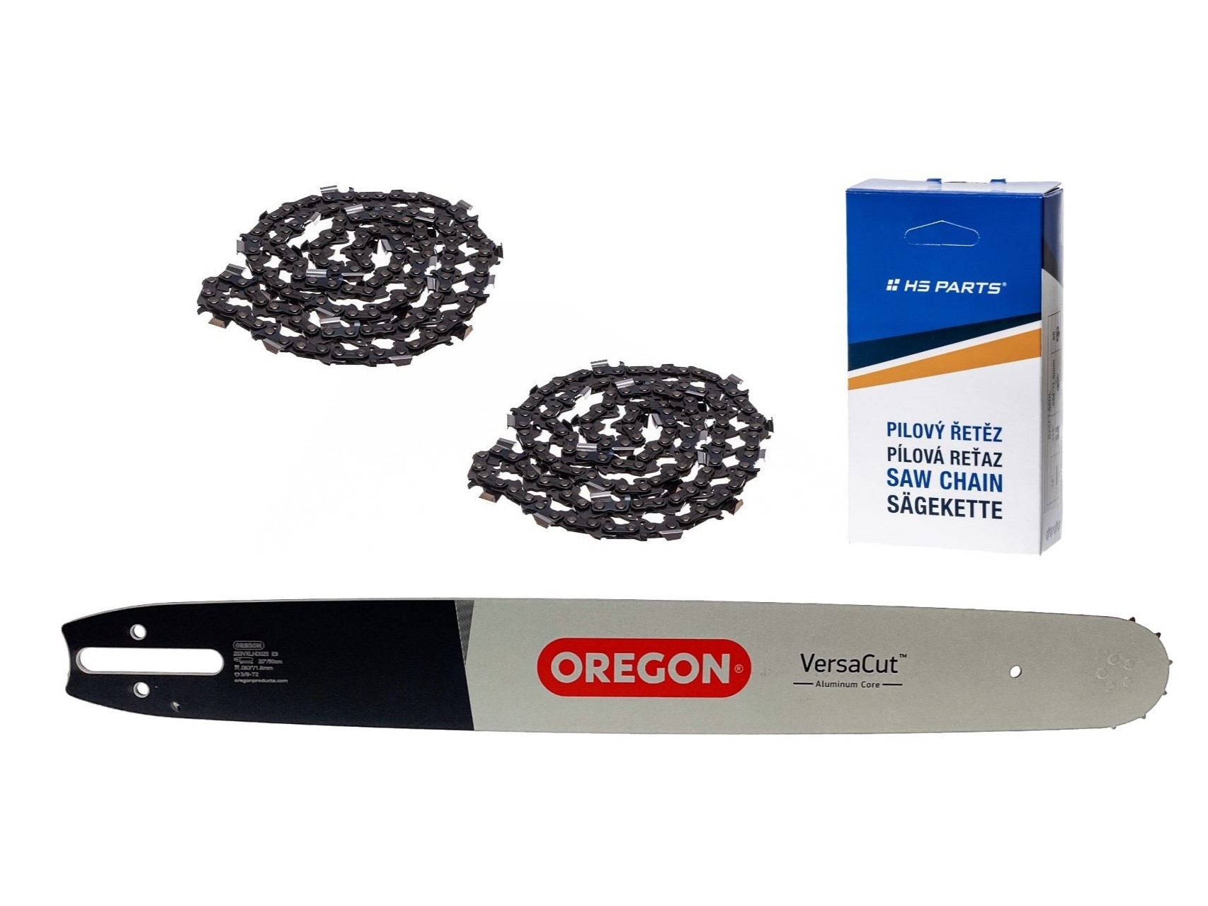 Oregon vodící lišta 203VXLHD025 20" (50 cm) 3/8" .063" (1,6 mm) + 2 x HS PARTS pilový řetěz 72 článků hranatý zub pro Stihl 029 031 032 034 041 042 036 044 048 056 066 MS290 MS310 MS360 MS361 MS362 MS391 MS440 MS441 MS462 MS460 MS640 MS660