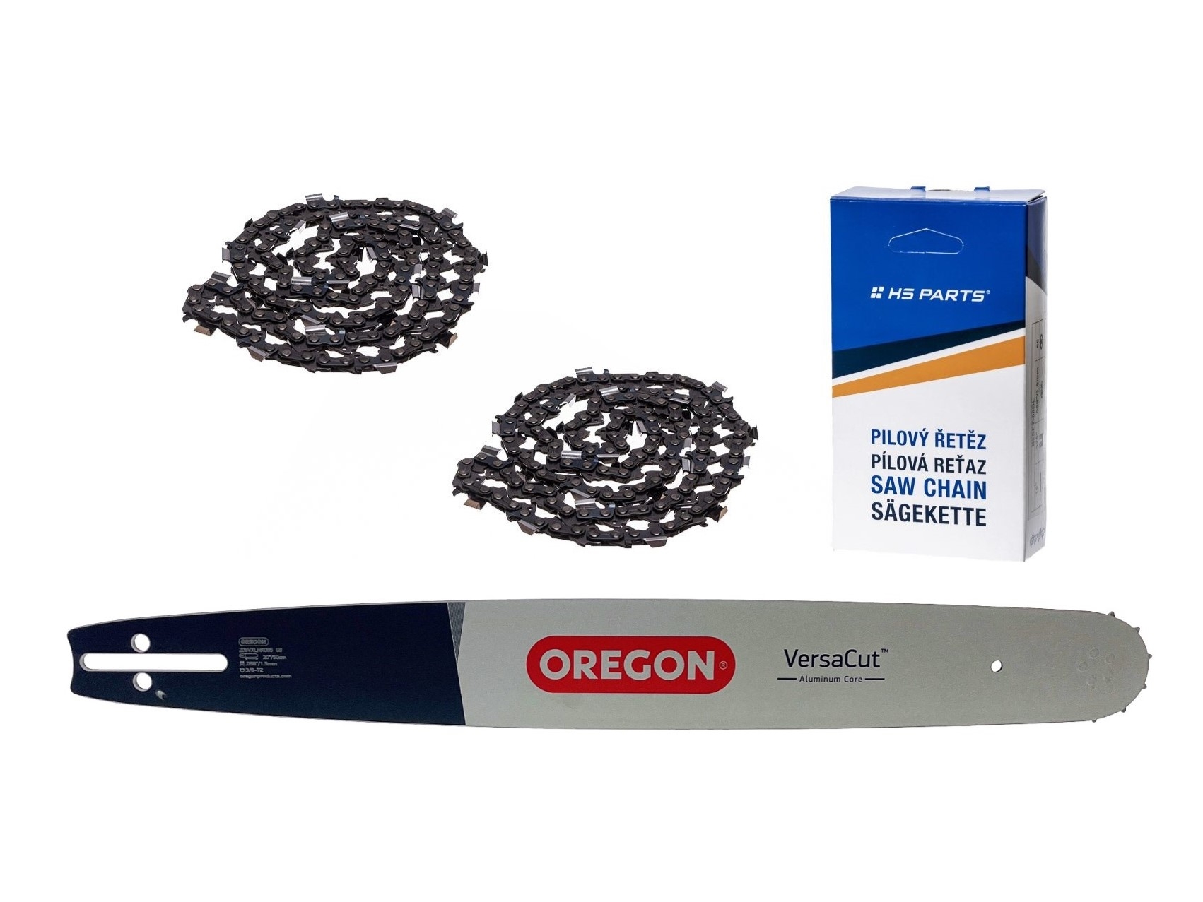 Oregon vodící lišta 208VXLHK095 20" (50 cm) 3/8" .058" (1,5 mm) + 2 x HS PARTS pilový řetěz 72 článků hranatý zub pro Husqvarna 36 45 55 136 154 254 257 262 345 346 357 435 445 460 Jonsered 2054 2152 2155 CS2149W Dolmar 109 111 112 116