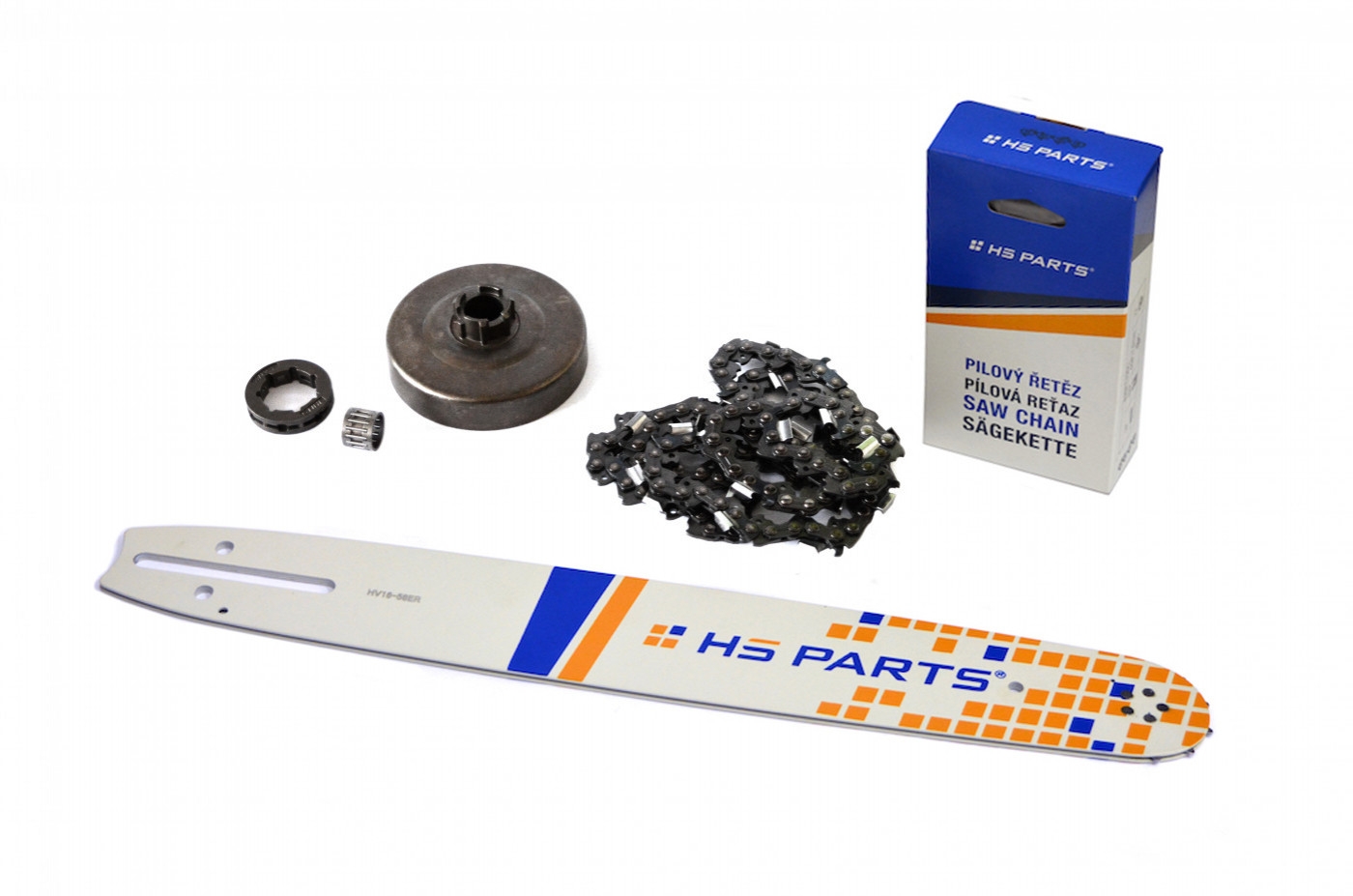 HS PARTS vodící lišta 16" (40cm) 3/8".058" (1,5 mm) + pilový řetěz 60 článků hranatý zub + řetězka Husqvarna 268 272XP