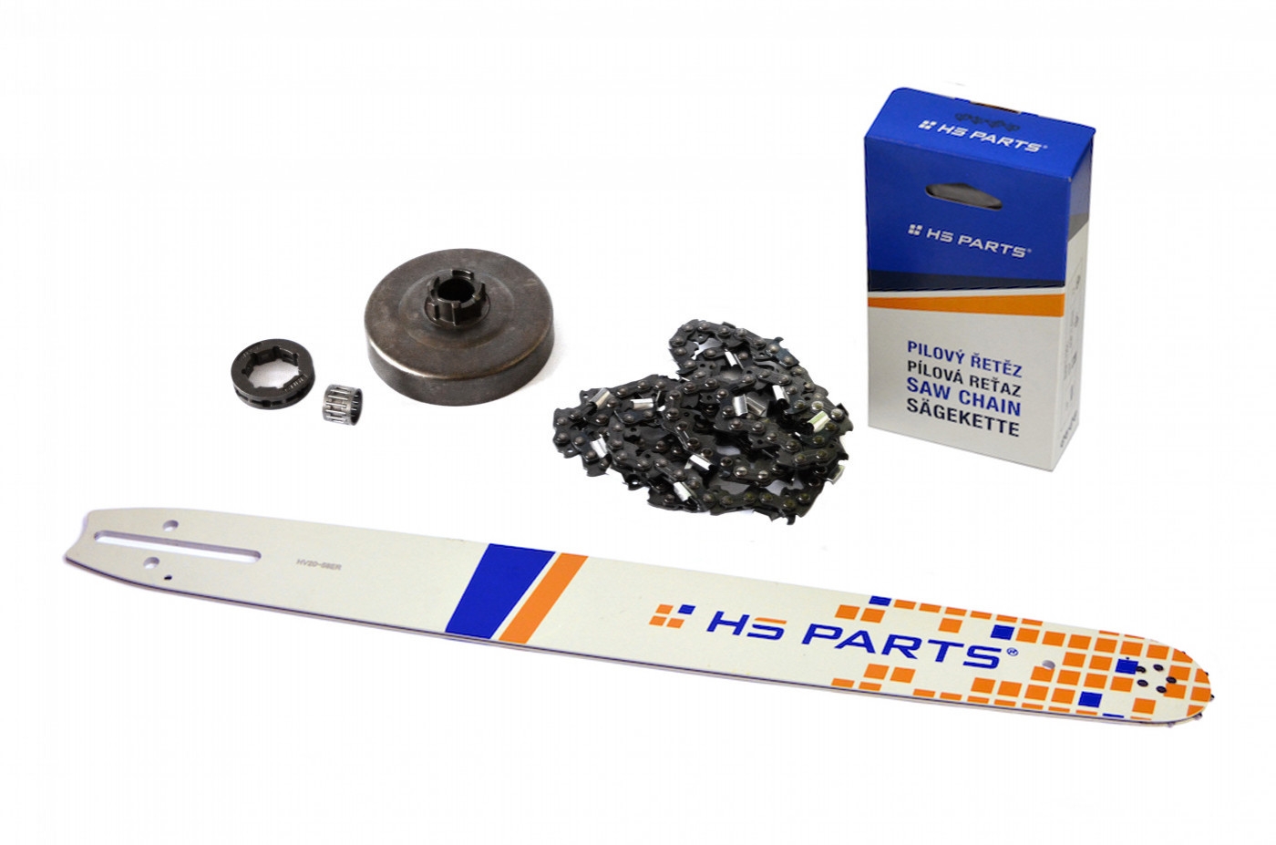 HS PARTS vodící lišta 20" (50cm) 3/8".058" (1,5 mm) + pilový řetěz 72 článků hranatý zub + řetězka Husqvarna 268 272XP