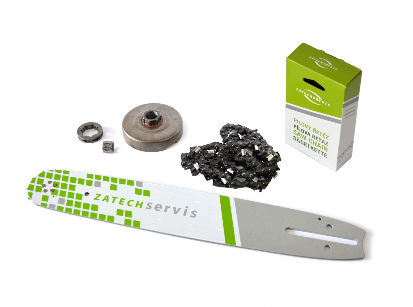HS PARTS vodící lišta 14" (35cm) 3/8" .050" (1,3 mm) + pilový řetěz 52 článků hranatý zub + řetězka Husqvarna 136 142 236 Jonsered 2035 2040 CS2137 CS2234 Partner 350 351 370 390 McCulloch CS380 Mac20X Poulan 2250 2375
