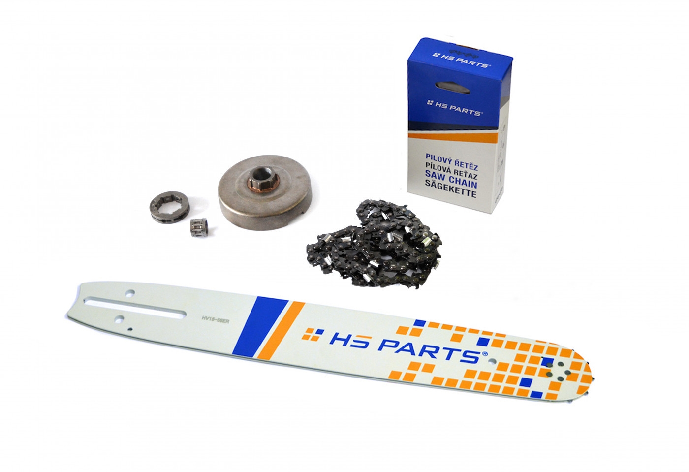 HS PARTS vodící lišta 15" (38cm) 3/8" .058" (1,5 mm) + pilový řetěz 56 článků hranatý zub + řetězka Husqvarna 362 365 371 372XP 365 X-TORQ Jonsered 2163 CS2165