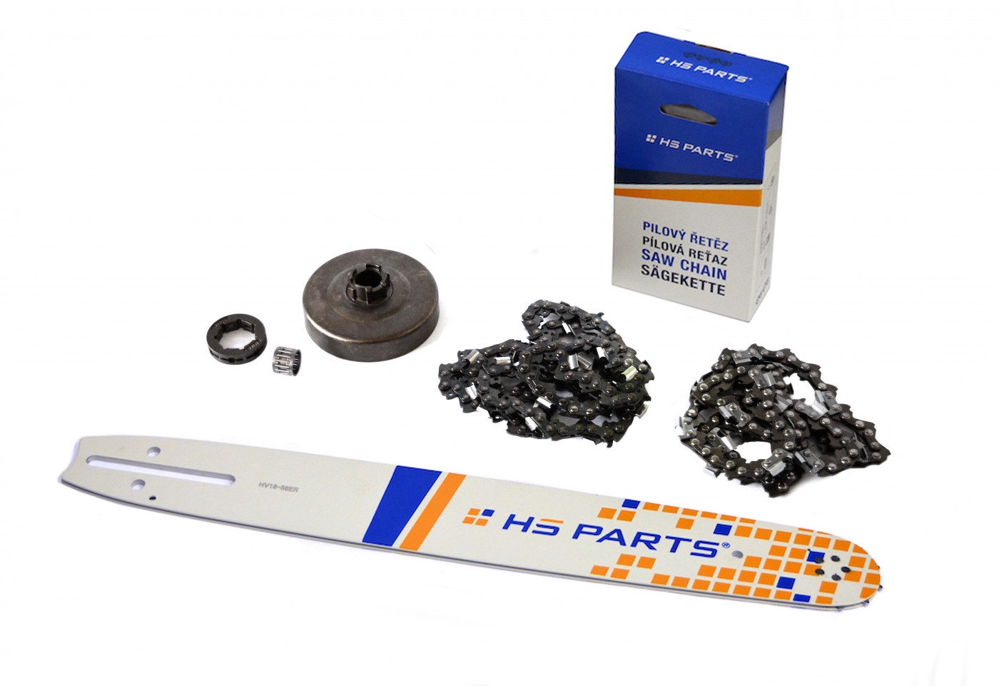 HS PARTS vodící lišta 16" (40cm) + 2 x řetěz 3/8" .058" (1,5 mm) 60 článků hranatý zub + řetězka Husqvarna 61 266 268 272XP Jonsered 625 630 670
