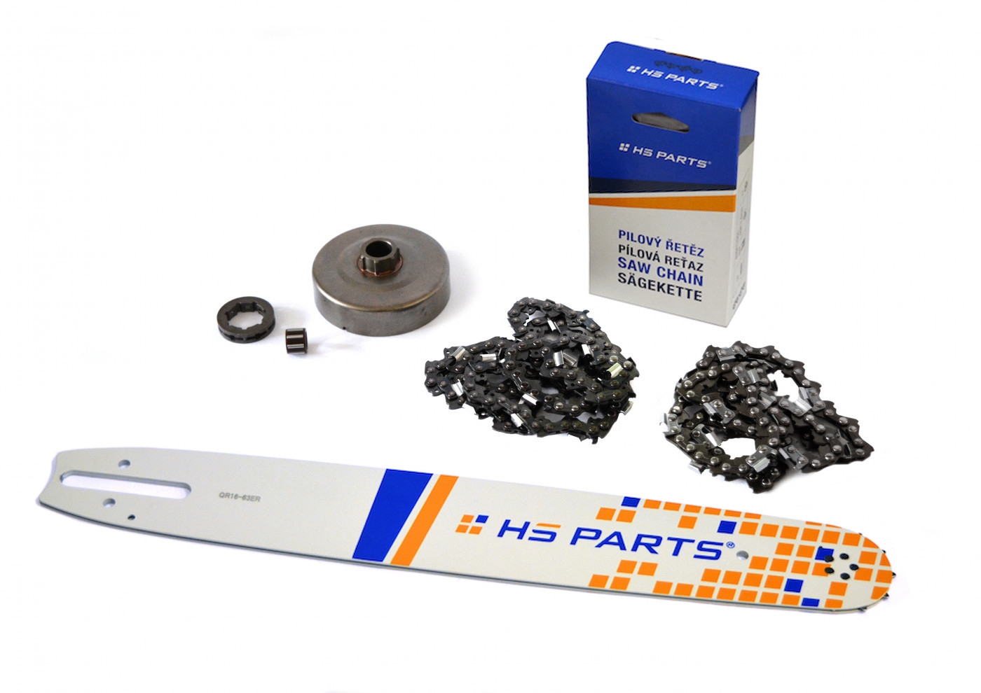 HS PARTS vodící lišta 16" (40 cm) + 2 x řetěz 3/8" .063" (1,6 mm) 60 článků hranatý zub + řetězka pro Stihl 066 MS660