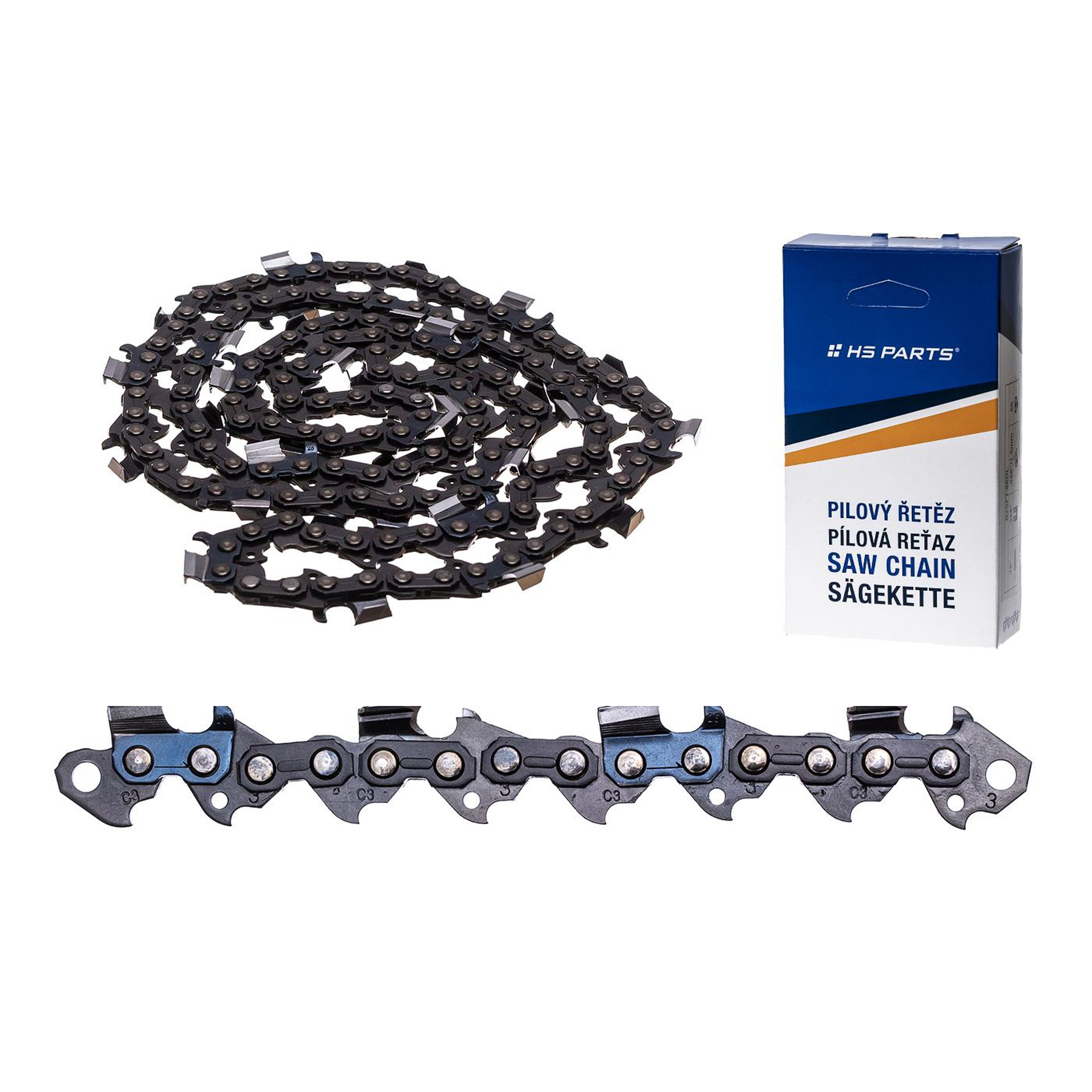 HS PARTS vodící lišta 16" (40 cm) 3/8" .063" (1,6 mm) + 4 x pilový řetěz 60 článků hranatý zub pro Stihl 036 038 044 066 MS290 MS310 MS390 MS440 MS441 MS460 MS640 MS650 MS660