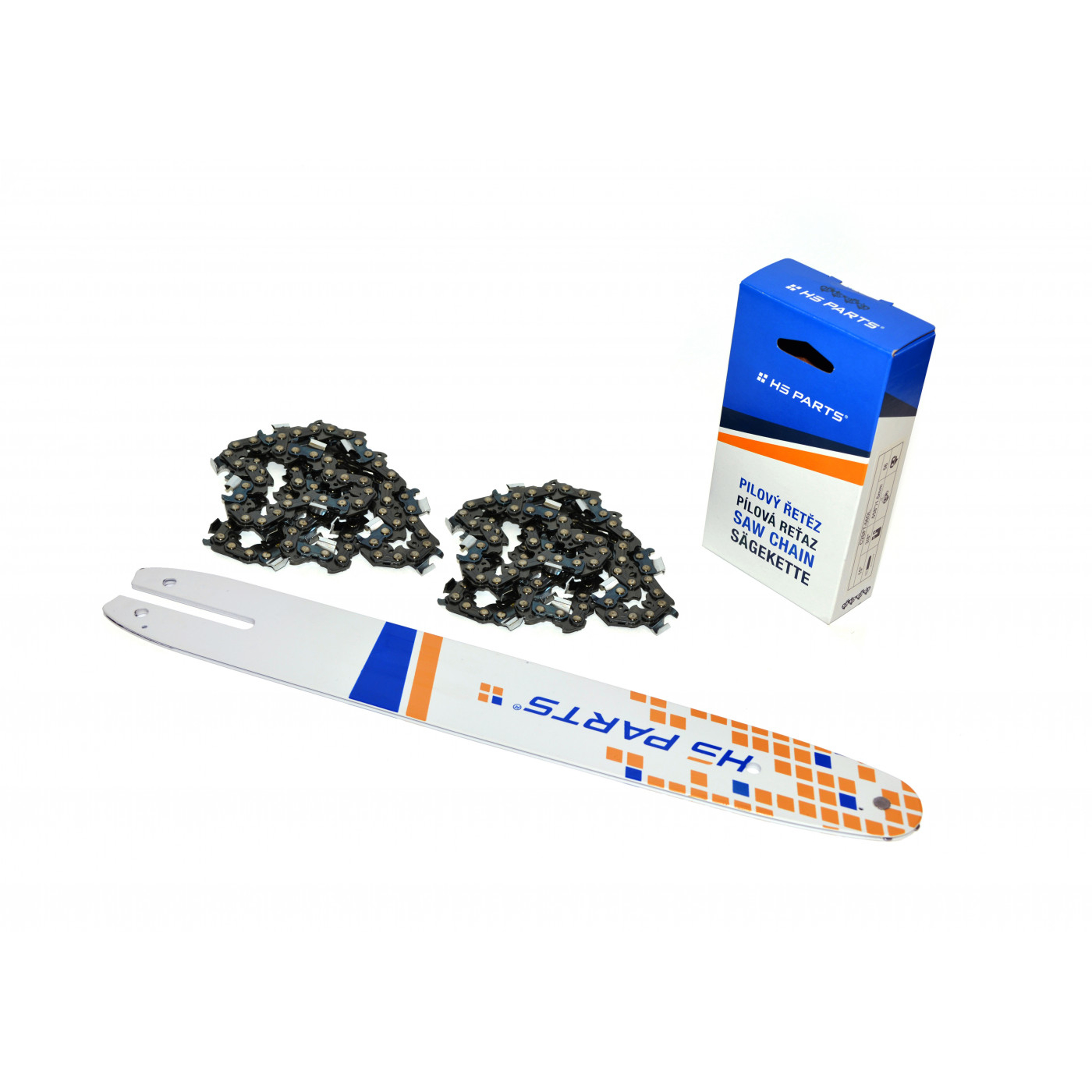 HS PARTS vodící lišta 14" (35cm) 3/8" .050" (1,3 mm) + 2x pilový řetěz 49 článků hranatý zub pro McCulloch MAC120 PM380 PM400 PM510 838 839 Partner 1535EL 1640