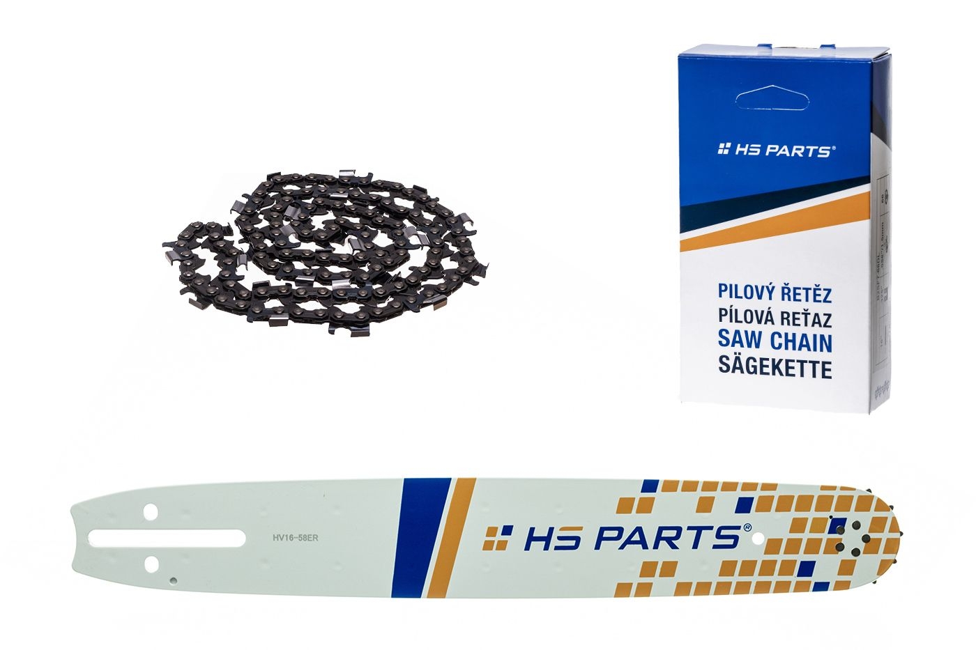 HS PARTS vodící lišta 16" (40 cm) 3/8" .058" (1,5 mm) + řetěz na podélné řezání 60 článků pro Husqvarna 61 66 266 268 272 365 372XP 385 585 Solo 665 670 681 Jonsered 2077 2171 Dolmar PS6400 Shindaiwa 285 577 Makita DCS6400 DCS7301