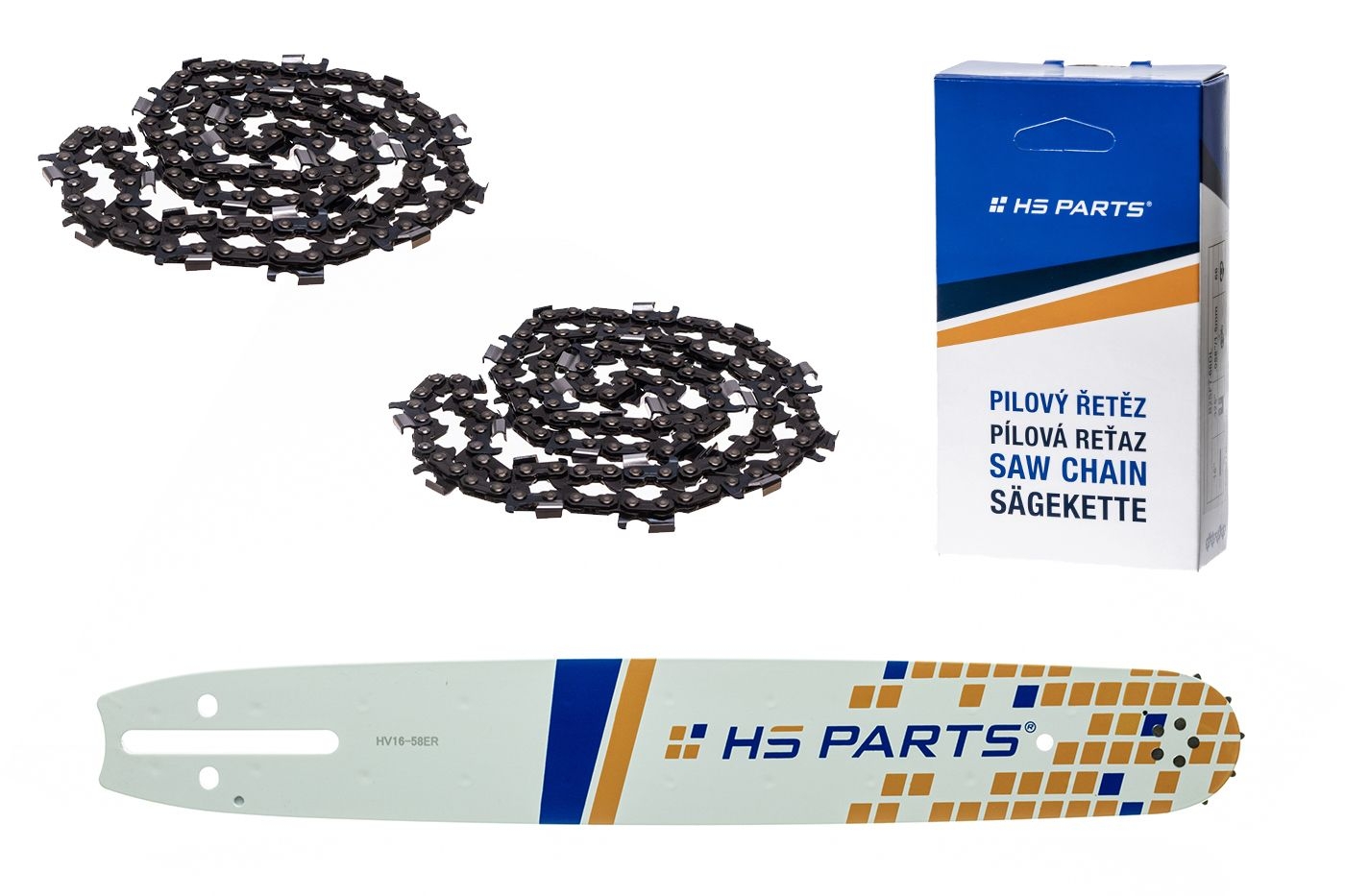 HS PARTS vodící lišta 16" (40 cm) 3/8" .058" (1,5 mm) + 2 x pilový řetěz 60 článků kulatý zub pro výrobu fošen a prken pro Husqvarna 61 66 266 268 272 365 372XP 281 298 380 385 585 Solo 665 670 681 Jonsered 2077 2171 Dolmar PS6400