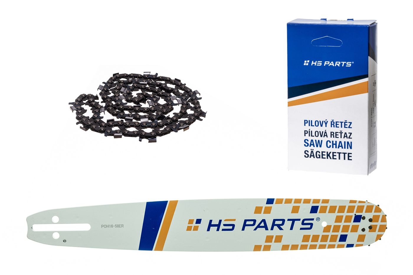 HS PARTS vodící lišta 16" (40 cm) 3/8" .058" (1,5 mm) + řetěz na podélné řezání 60 článků pro Husqvarna 51 55 246 254 257 261 262 345 356 357 359 455 460 555 560 Jonsered 2054 CS2260 Dolmar 111 112 115 PS540 Solo 613 614 650