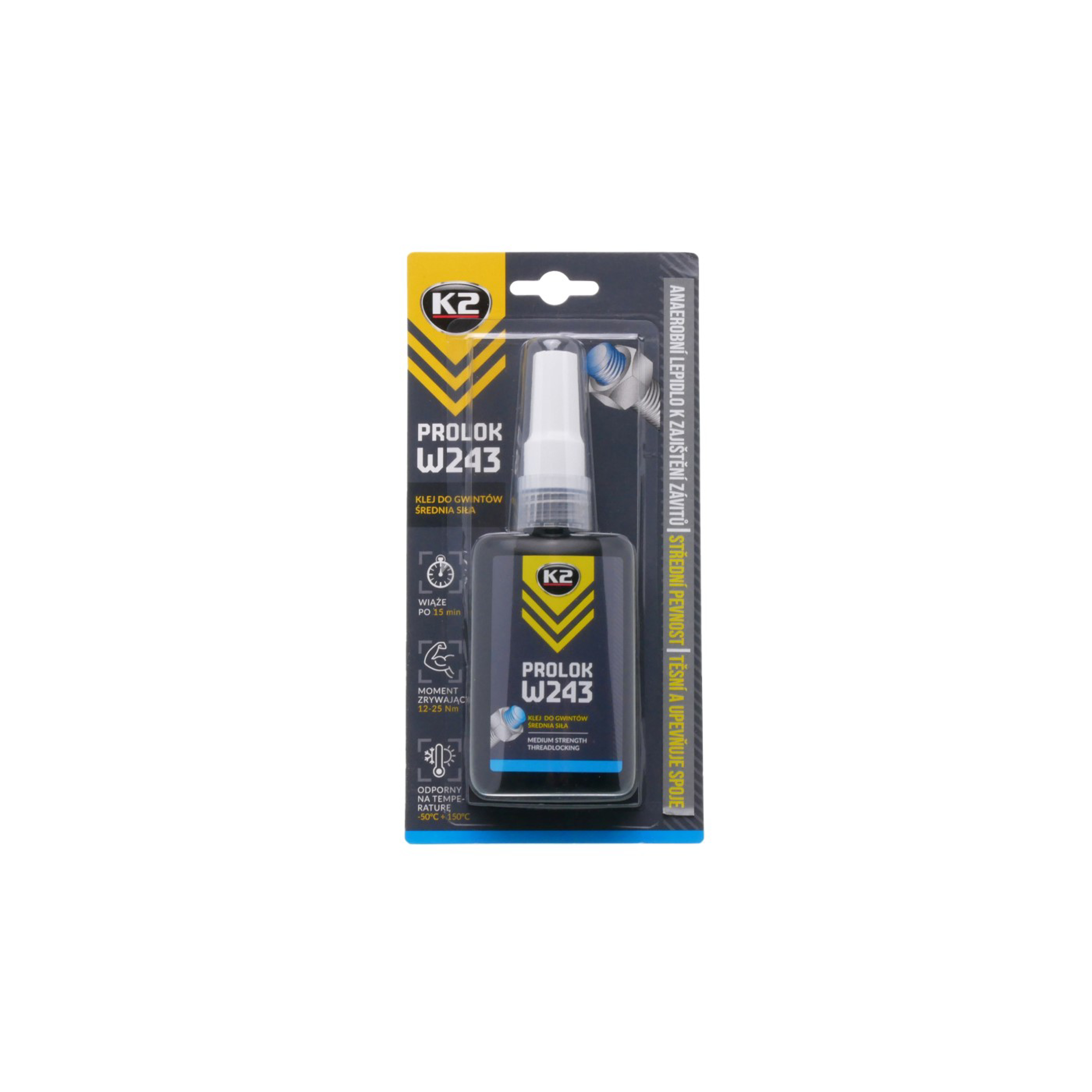 K2 PROLOK W243 50 ml fixátor šroubových spojů střední pevnosti (modrý)