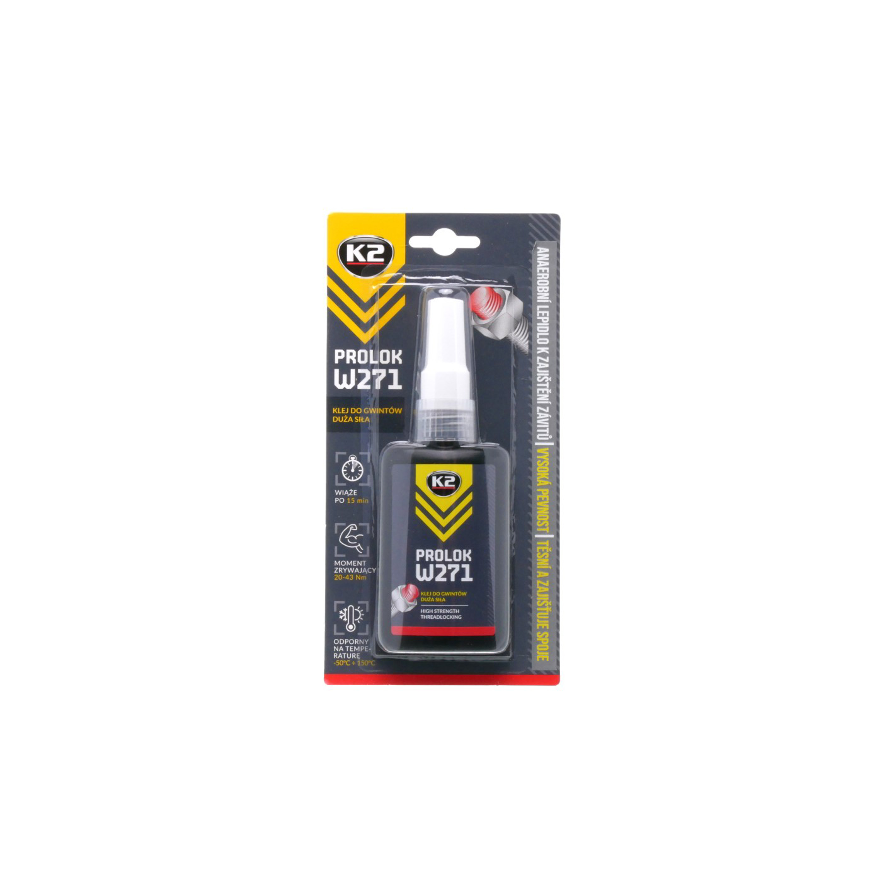 K2 PROLOK W271 50 ml fixátor šroubových spojů vysoké pevnosti (červený)