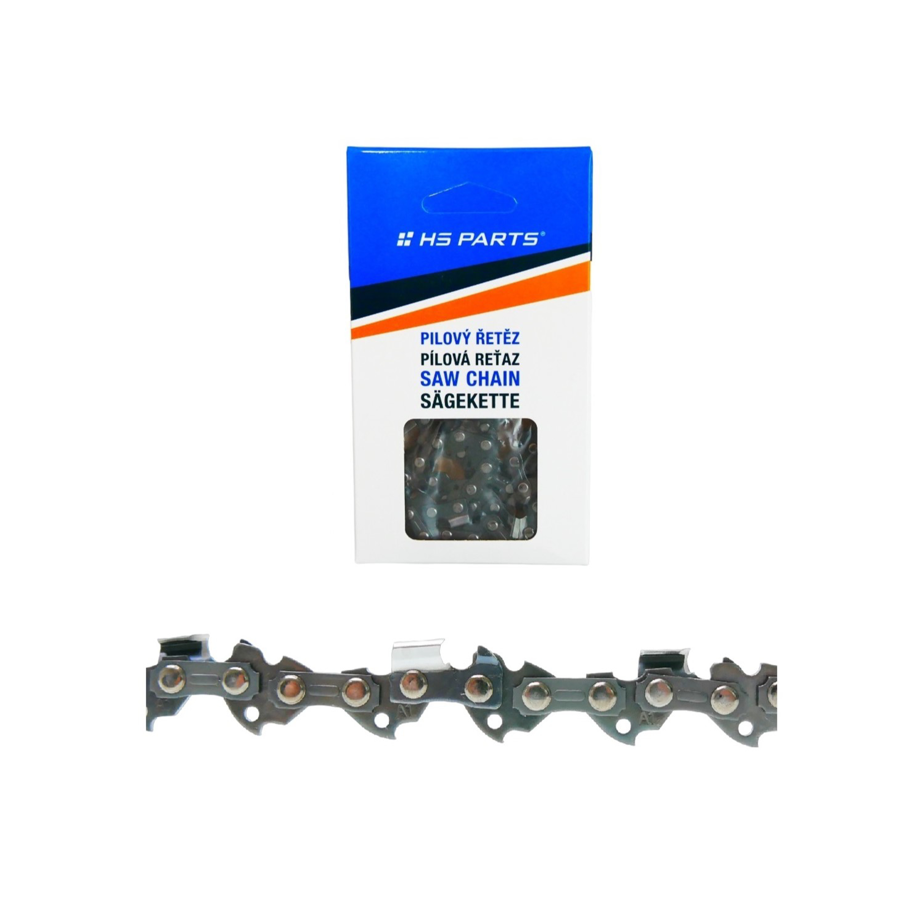 HS PARTS pilový řetěz 3/8" .050" (1,3 mm) 72 článků zkosený zub pro Husqvarna 42 49 51 55 57 140 242 246 254 257 261 262 340 345 346 353 357 359 466 560