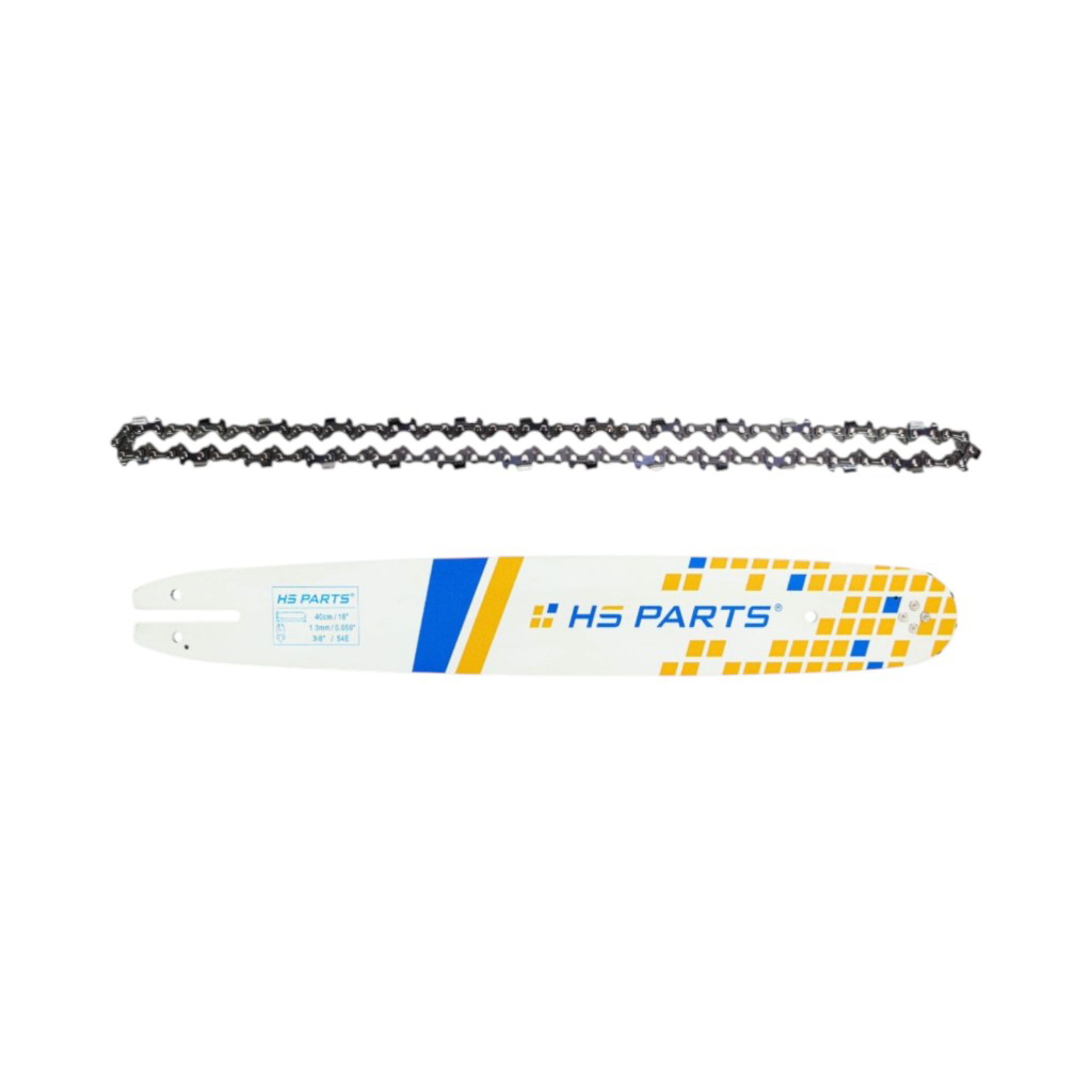 HS PARTS vodící lišta 16" (40 cm) 3/8" .050" (1,3 mm) + pilový řetěz 54 článků hranatý zub pro McCulloch 835AV 838 930 MAC540E MAC835 MAC940 Partner 1540 1640 1835 1840 2116 ES1900 Grizzly BKS38-16 EKS2000 KS400I PKS40