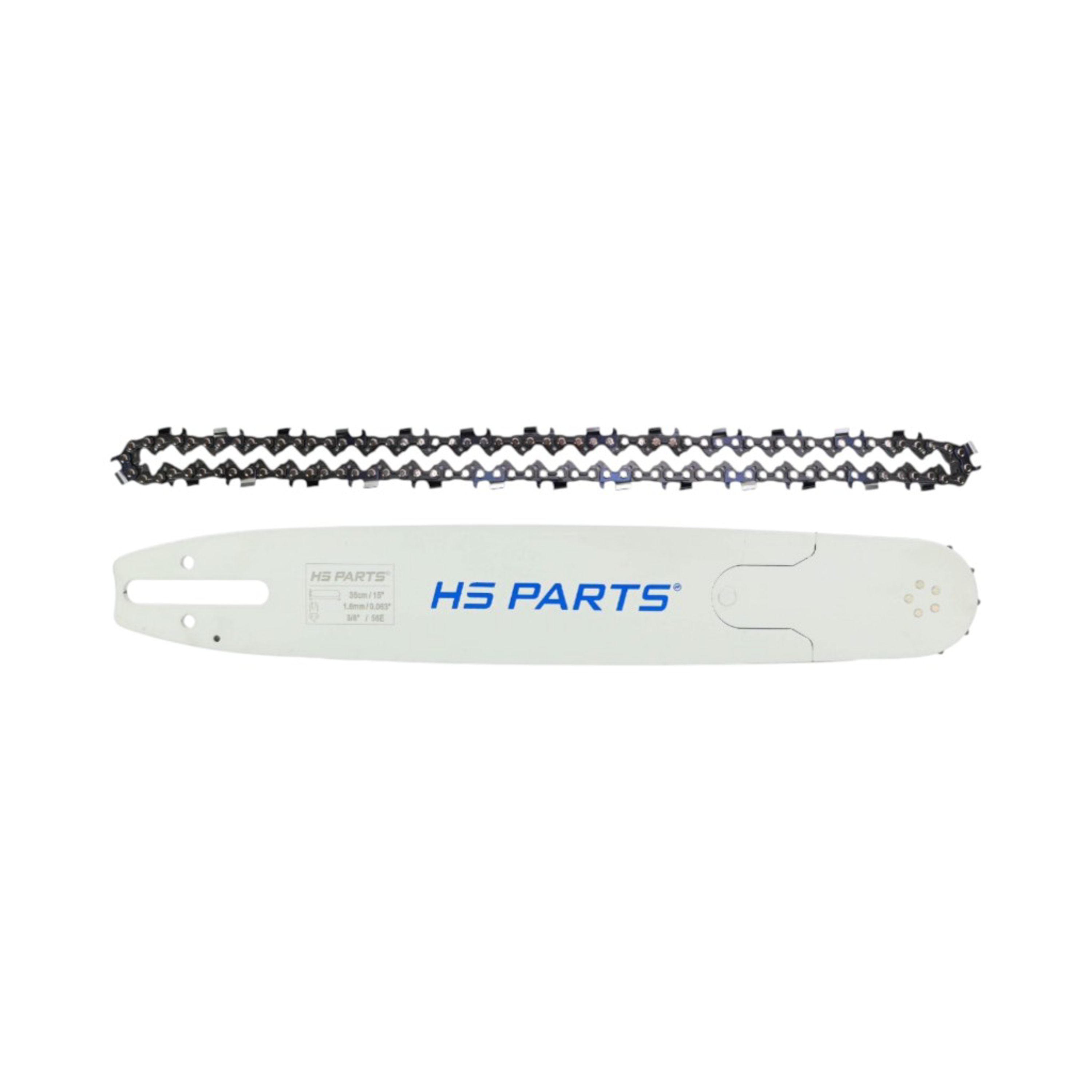 HS PARTS profesionální vodící lišta 15" (38 cm) 3/8" .063" (1,6 mm) + pilový řetěz 56 článků hranatý zub pro Stihl 030 036 042 044 045 MS290 MS390 MS360 MS361 MS362 MS380 MS440 MS441 MS460 MS461 MS462 MS500i MS660 MS661 MS880