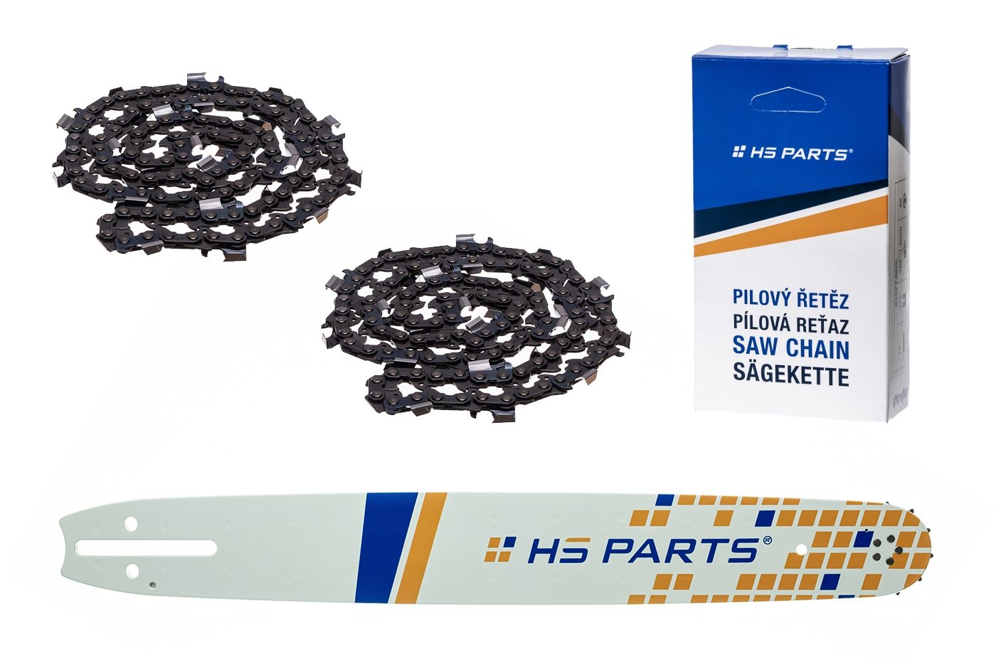 HS PARTS vodící lišta 20" (50 cm) 3/8" .058" (1,5 mm) + 2 x pilový řetěz 72 článků hranatý zub pro Husqvarna 61 66 266 268 272 365 372XP 281 298 380 385 585 Solo 665 670 681 Jonsered 2077 2171 Dolmar PS6400 Shindaiwa 285