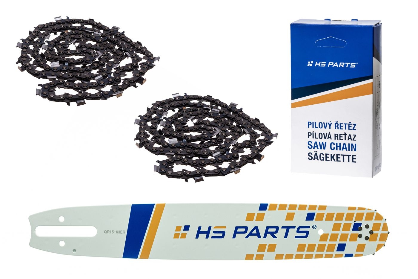 HS PARTS vodící lišta 15" (38 cm) 3/8" .063" (1,6 mm) + 2 x pilový řetěz 56 článků hranatý zub pro Stihl 029 031 032 034 041 042 036 044 048 056 066 MS290 MS310 MS360 MS361 MS362 MS391 MS440 MS441 MS462 MS460 MS640 MS650 MS660 MS500i