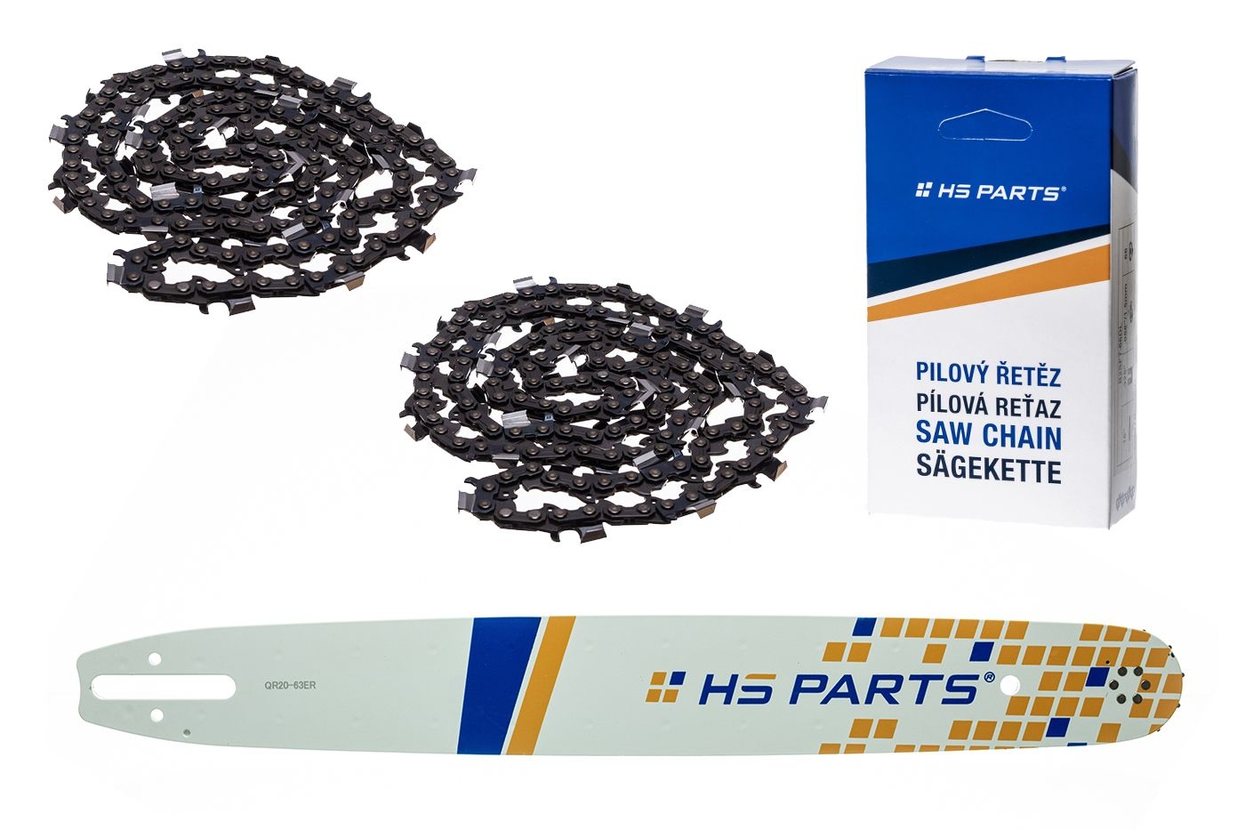 HS PARTS vodící lišta 20" (50 cm) 3/8" .063" (1,6 mm) + 2 x pilový řetěz 72 článků hranatý zub pro Stihl 029 031 032 034 041 042 036 044 048 056 066 MS290 MS310 MS360 MS361 MS362 MS391 MS440 MS441 MS462 MS460 MS640 MS650 MS660 MS500i