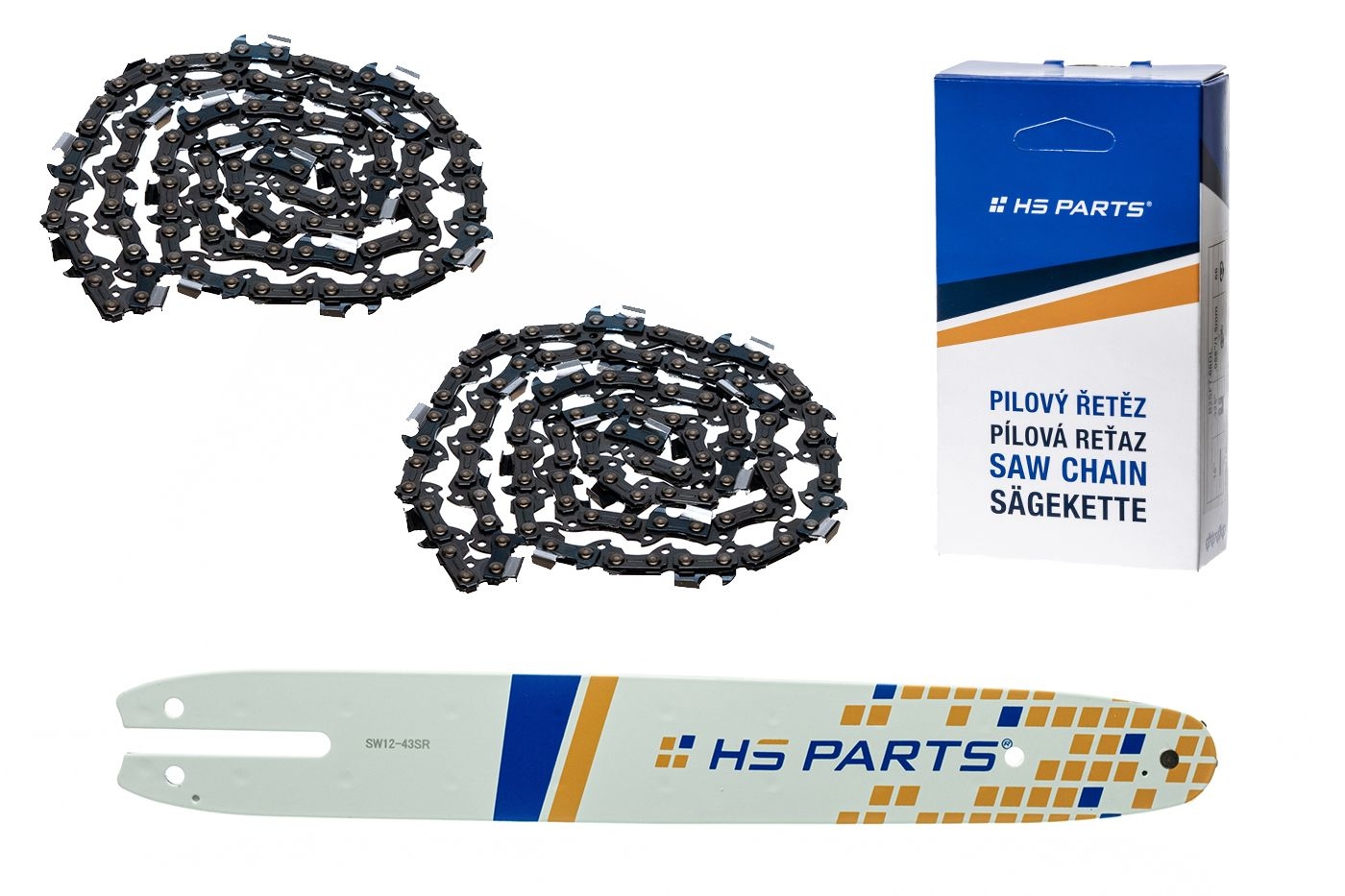 HS PARTS vodící lišta 12" (30 cm) 3/8" .043" (1,1 mm) + 2 x pilový řetěz 44 článků hranatý zub pro Stihl MSE140 MSE141 MSE160 MS170 MS171 MS180 MS181 MS192 MS211 MS191T MSE141 MSA200C HT101 HT70 E140 023L