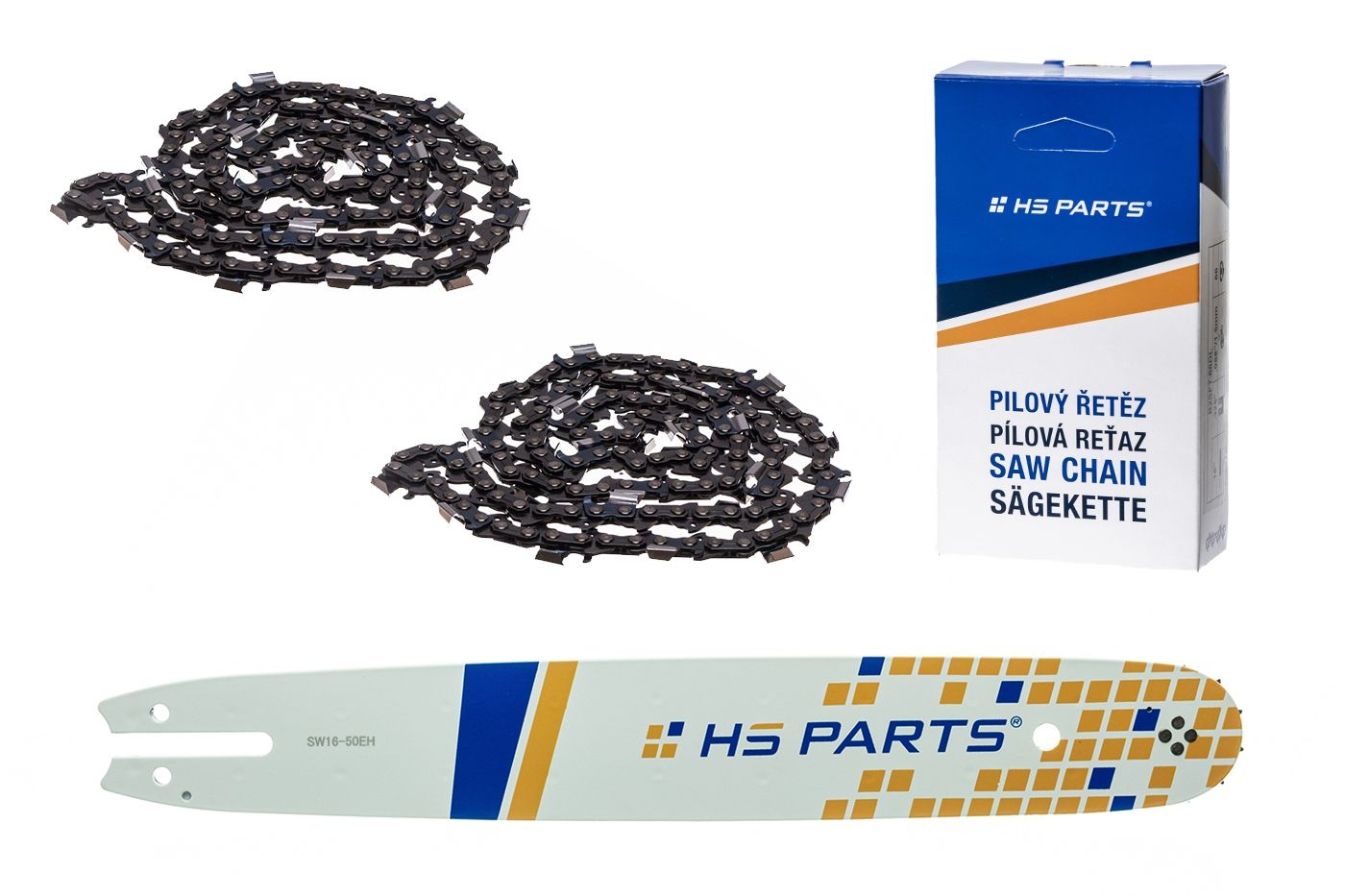 HS PARTS vodící lišta 16" (40 cm) .325" .050" (1,3 mm) + 2 x pilový řetěz 62 článků hranatý zub pro Stihl 021 023 025 MS210 MS230 MS231 MS241 MS250 MS251