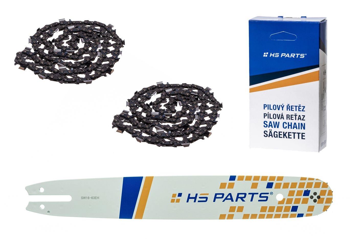 HS PARTS vodící lišta 16" (40 cm) .325" .063" (1,6 mm) + 2 x pilový řetěz 62 článků hranatý zub pro Stihl 021 023 025 MS210 MS230 MS231 MS241 MS250 MS251