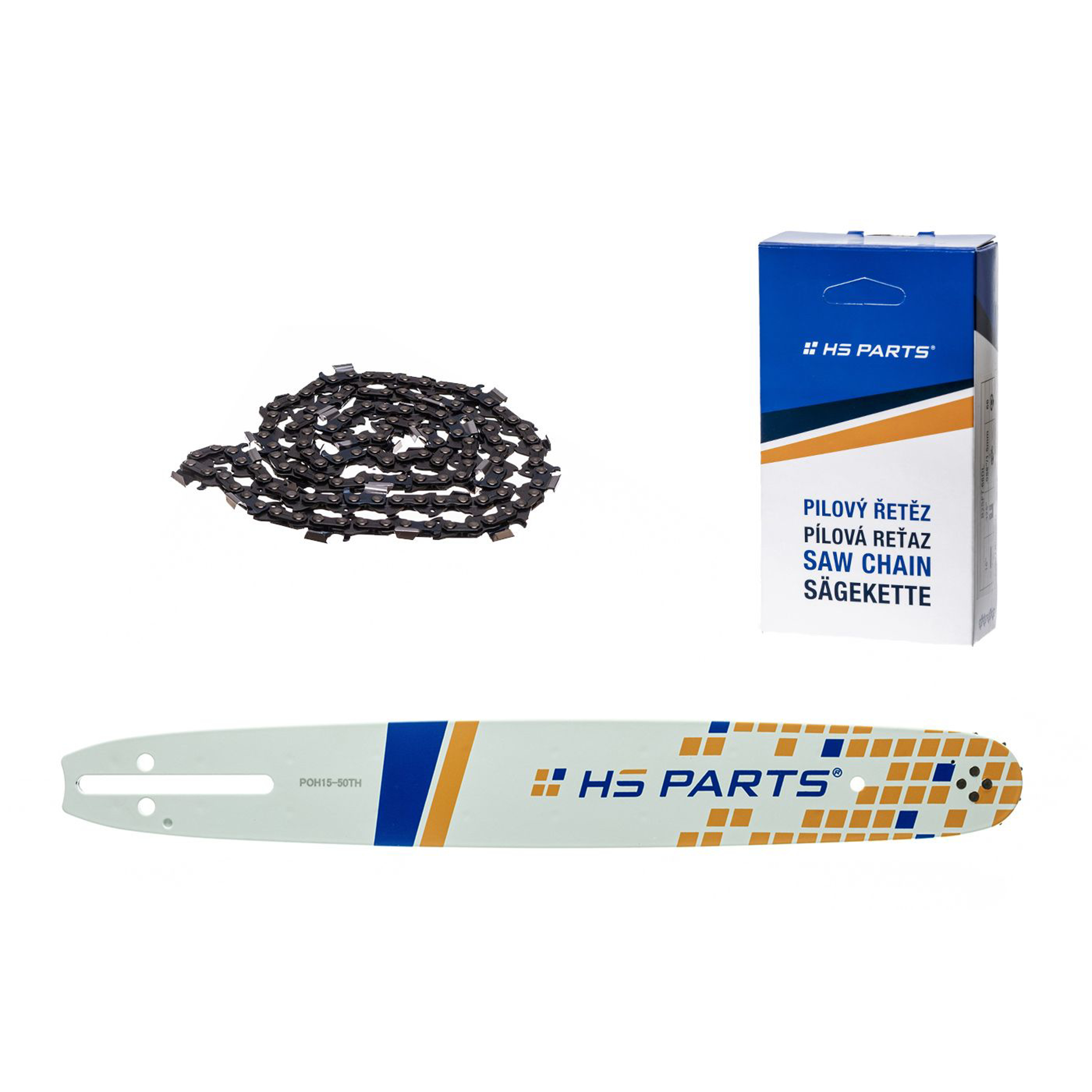 HS PARTS vodící lišta 15" (38 cm) .325" .050" (1,3 mm) + pilový řetěz 64 článků hranatý zub pro Husqvarna 36 45 55 136 154 254 257 262 345 346 357 435 445 460 Jonsered 2054 2152 2155 CS2149W Dolmar 109 111 112 116 Oleomac 938 946 947 952 962