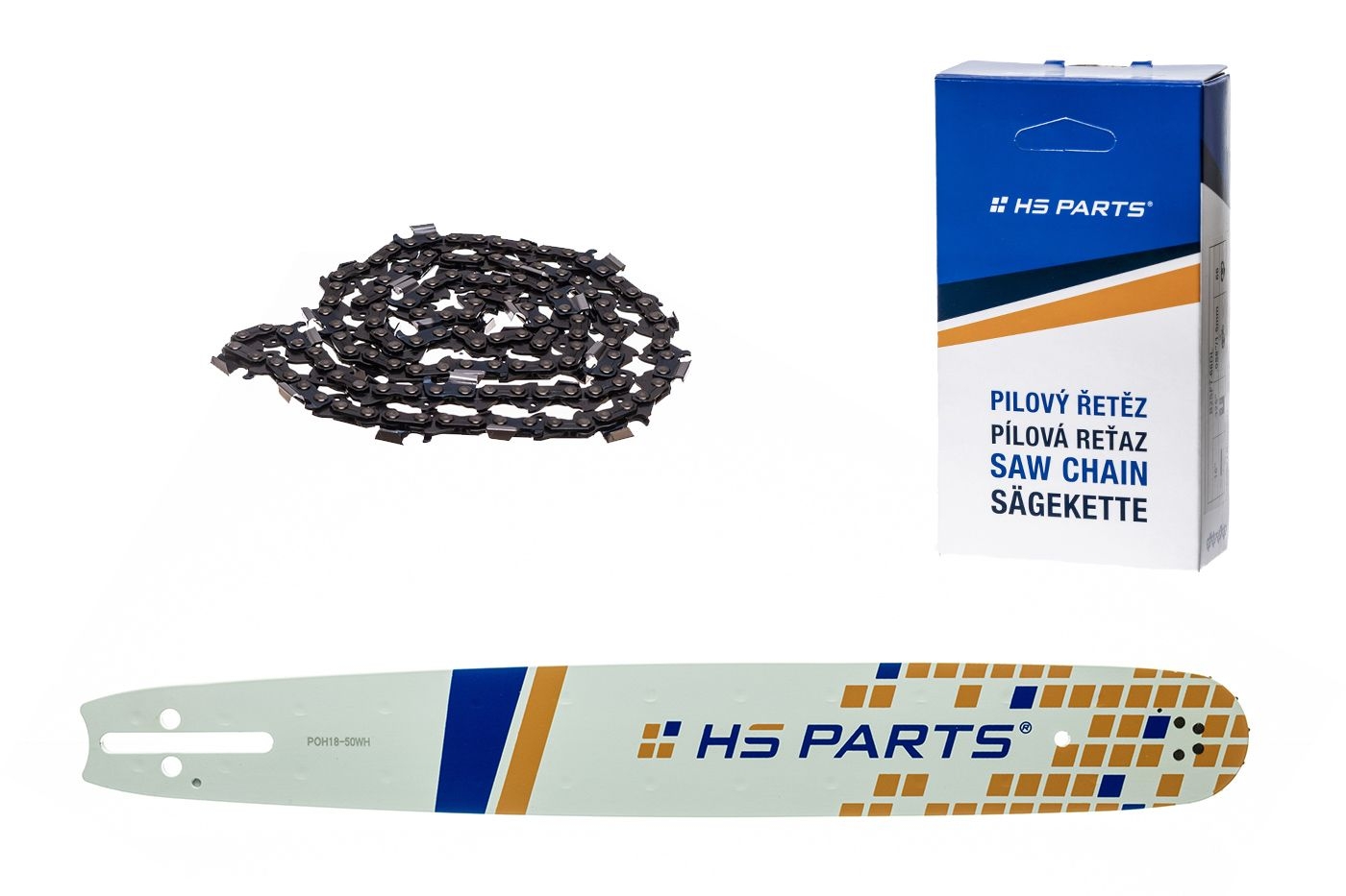 HS PARTS vodící lišta 18" (45 cm) .325" .050" (1,3 mm) + pilový řetěz 72 článků hranatý zub pro Husqvarna 36 45 55 136 154 254 257 262 345 346 357 435 445 460 Jonsered 2054 2152 2155 CS2149W Dolmar 109 111 112 116 Oleomac 938 946 947 952 962
