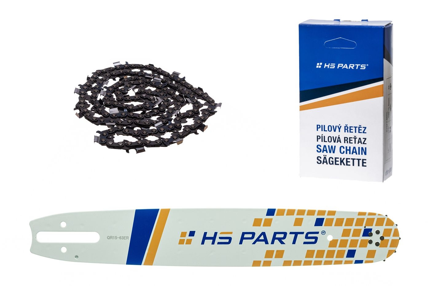 HS PARTS vodící lišta 15" (38 cm) 3/8" .063" (1,6 mm) + pilový řetěz 56 článků hranatý zub pro Stihl 030 036 042 045 MS290 MS390 MS360 MS361 MS362 MS440 MS460 MS660