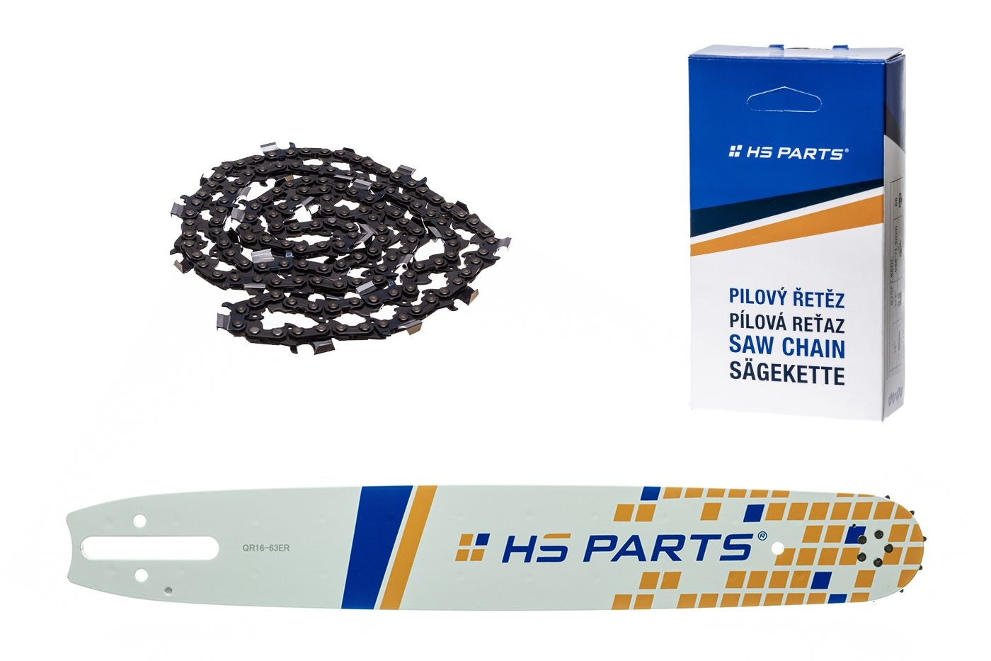 HS PARTS vodící lišta 16" (40 cm) 3/8" .063" (1,6 mm) + pilový řetěz 60 článků hranatý zub pro Stihl 030 036 042 045 MS290 MS390 MS360 MS361 MS362 MS440 MS460 MS660
