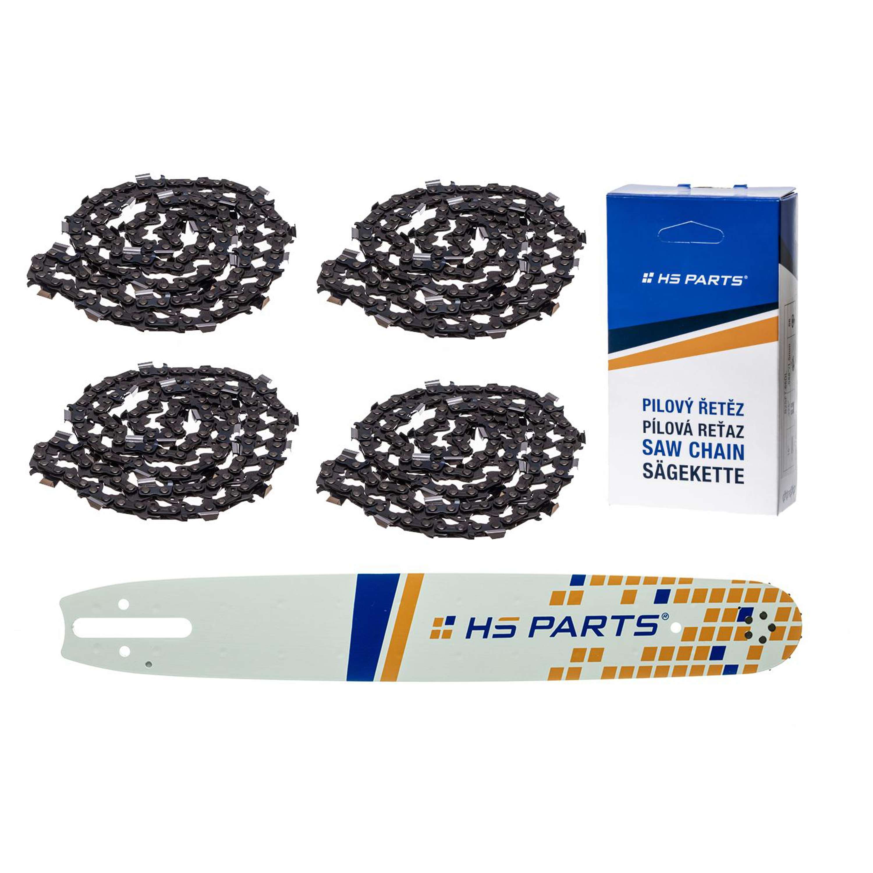 HS PARTS vodící lišta 15" (38 cm) .325" .063" (1,6 mm) + 4 x pilový řetěz 62 článků hranatý zub pro Stihl 024 026 028 029 030 031 032 039 MS240 MS260 MS261 MS270 MS271 MS280 MS290 MS291 MS310 MS390