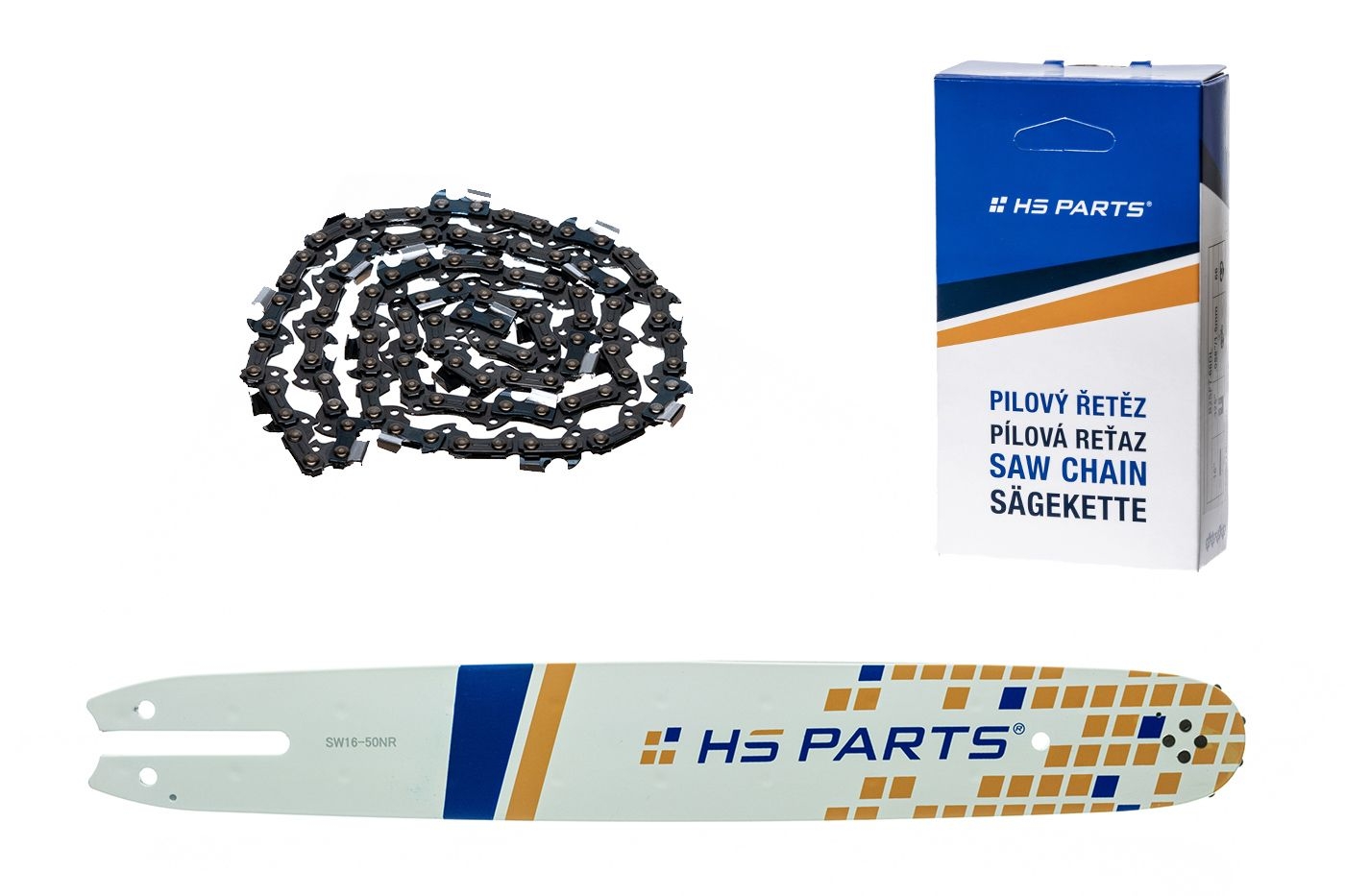 HS PARTS vodící lišta 16" (40 cm) 3/8" .050" (1,3 mm) + pilový řetěz 55 článků hranatý zub pro Stihl 009 010 011 017 018 019 020 021 023 025 MS160 MS170 MS171 MS180 MS181 MS192 MS210 MS211 MS250 MS231 MS241 MS251
