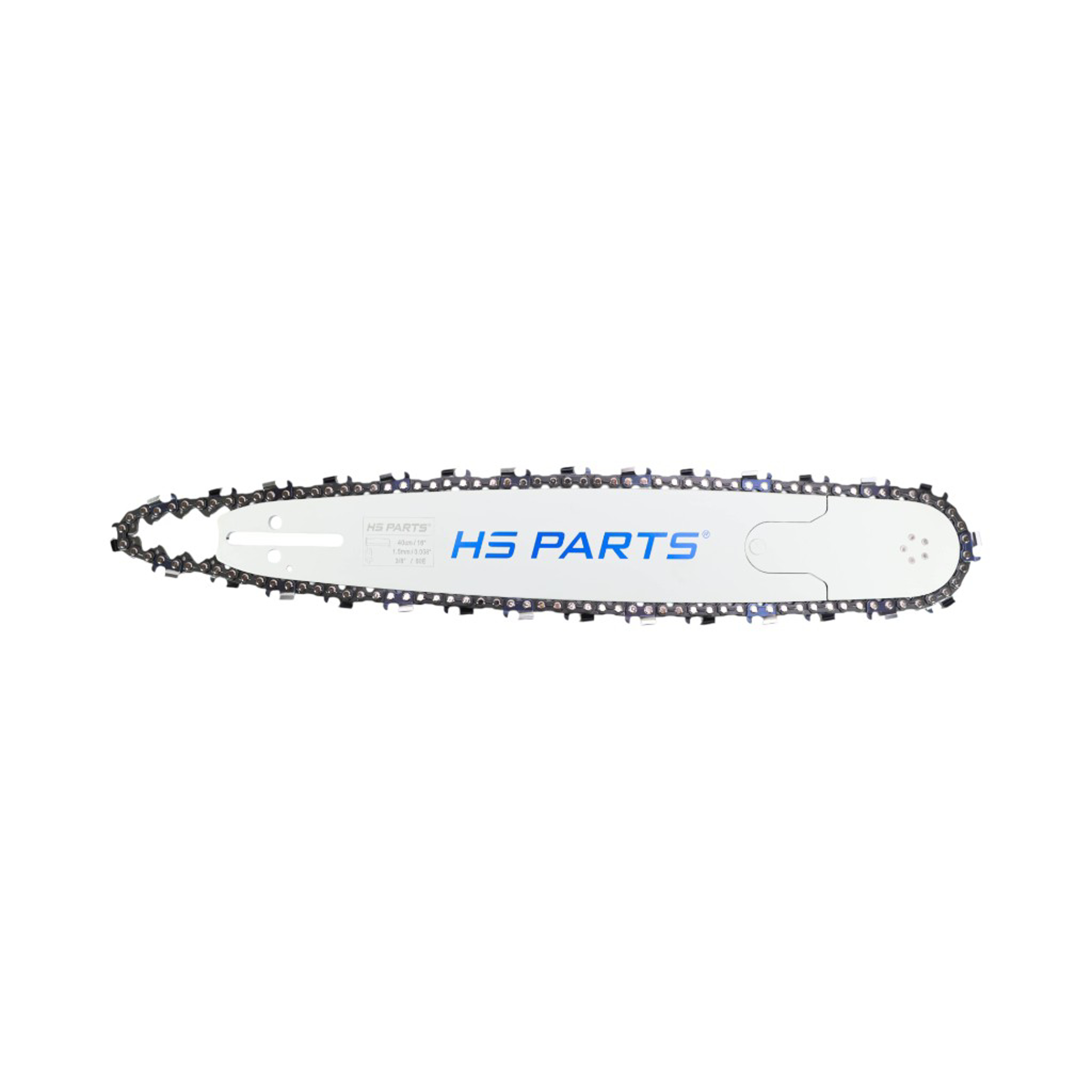 HS PARTS profesionální vodící lišta 16" (40 cm) 3/8" .058" (1,5 mm) + pilový řetěz 60 článků hranatý zub pro Husqvarna 246 254 262 345 357 455 460 555 560 Jonsered 2054 CS2260 Dolmar 111 112 115 Solo 613 614 Oleomac 956 962