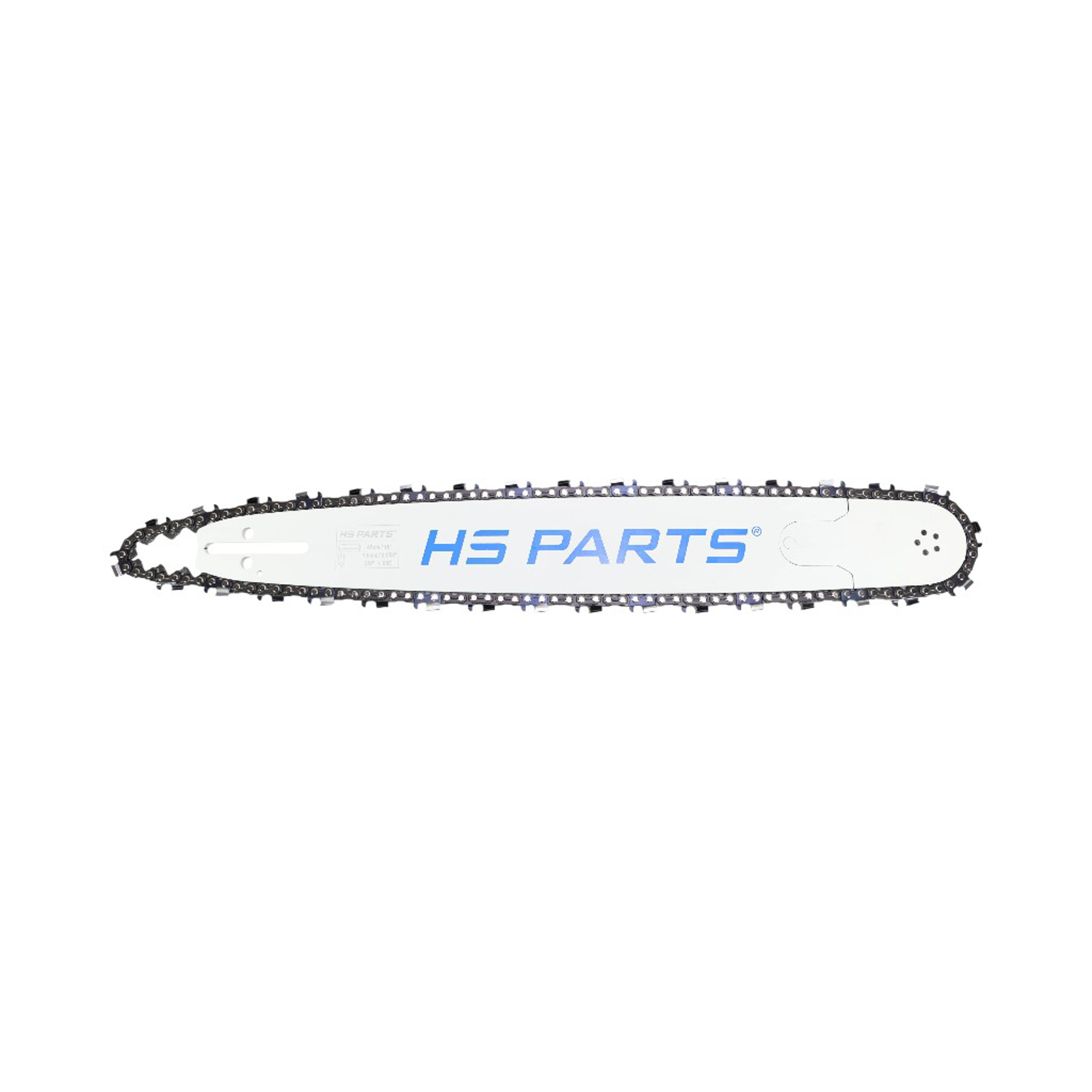 HS PARTS profesionální vodící lišta 18" (45 cm) 3/8" .058" (1,5 mm) + pilový řetěz 68 článků hranatý zub pro Husqvarna 246 254 262 345 357 455 460 555 560 Jonsered 2054 CS2260 Dolmar 111 112 115 Solo 613 614 Oleomac 956 962