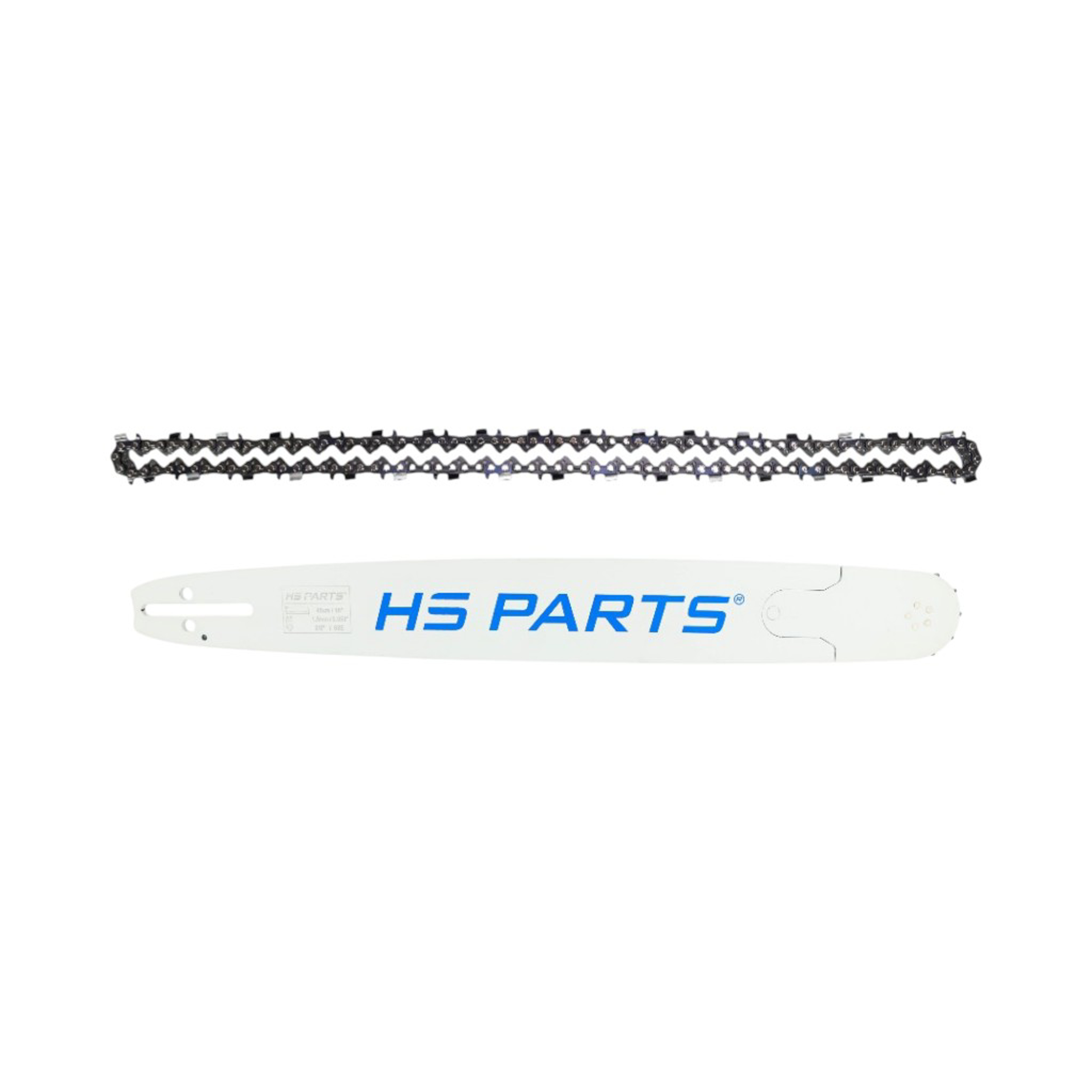 HS PARTS profesionální vodící lišta 18" (45 cm) 3/8" .058" (1,5 mm) + pilový řetěz 68 článků hranatý zub pro Husqvarna 246 254 262 345 357 455 460 555 560 Jonsered 2054 CS2260 Dolmar 111 112 115 Solo 613 614 Oleomac 956 962