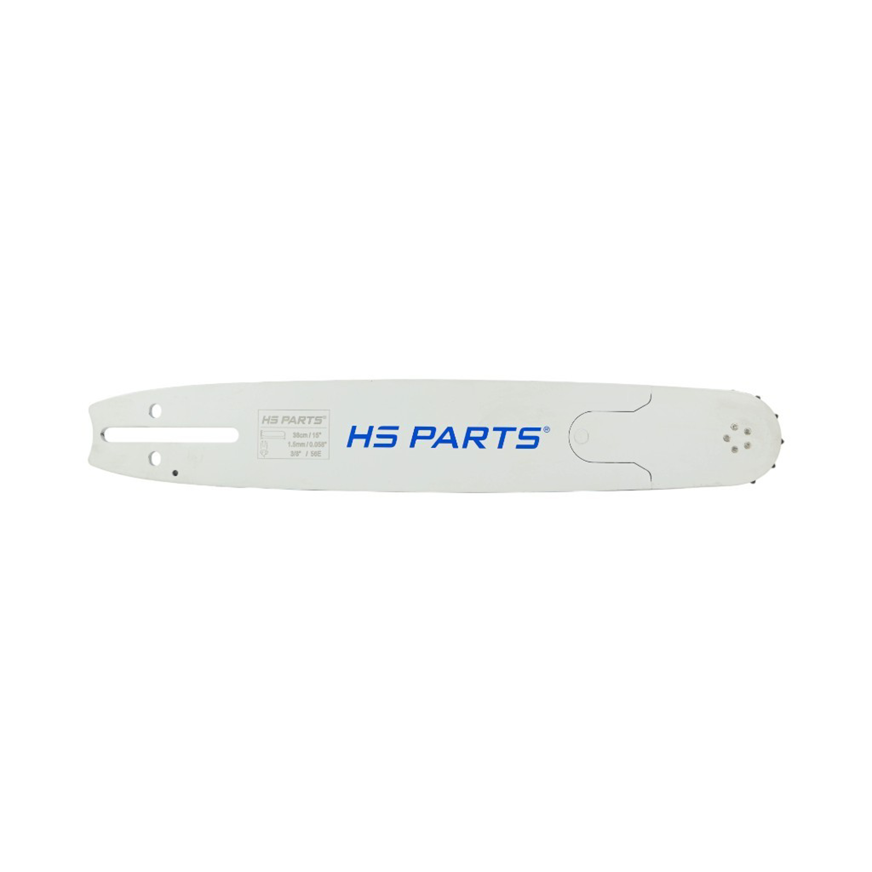 HS PARTS profesionální vodící lišta 15" (38 cm) 3/8" .058" (1,5 mm) + pilový řetěz 56 článků hranatý zub pro Husqvarna 61 66 266 268 272 365 372XP 380 585 Solo 665 681 Jonsered 2077 2171 Dolmar PS6400 Makita DCS6400