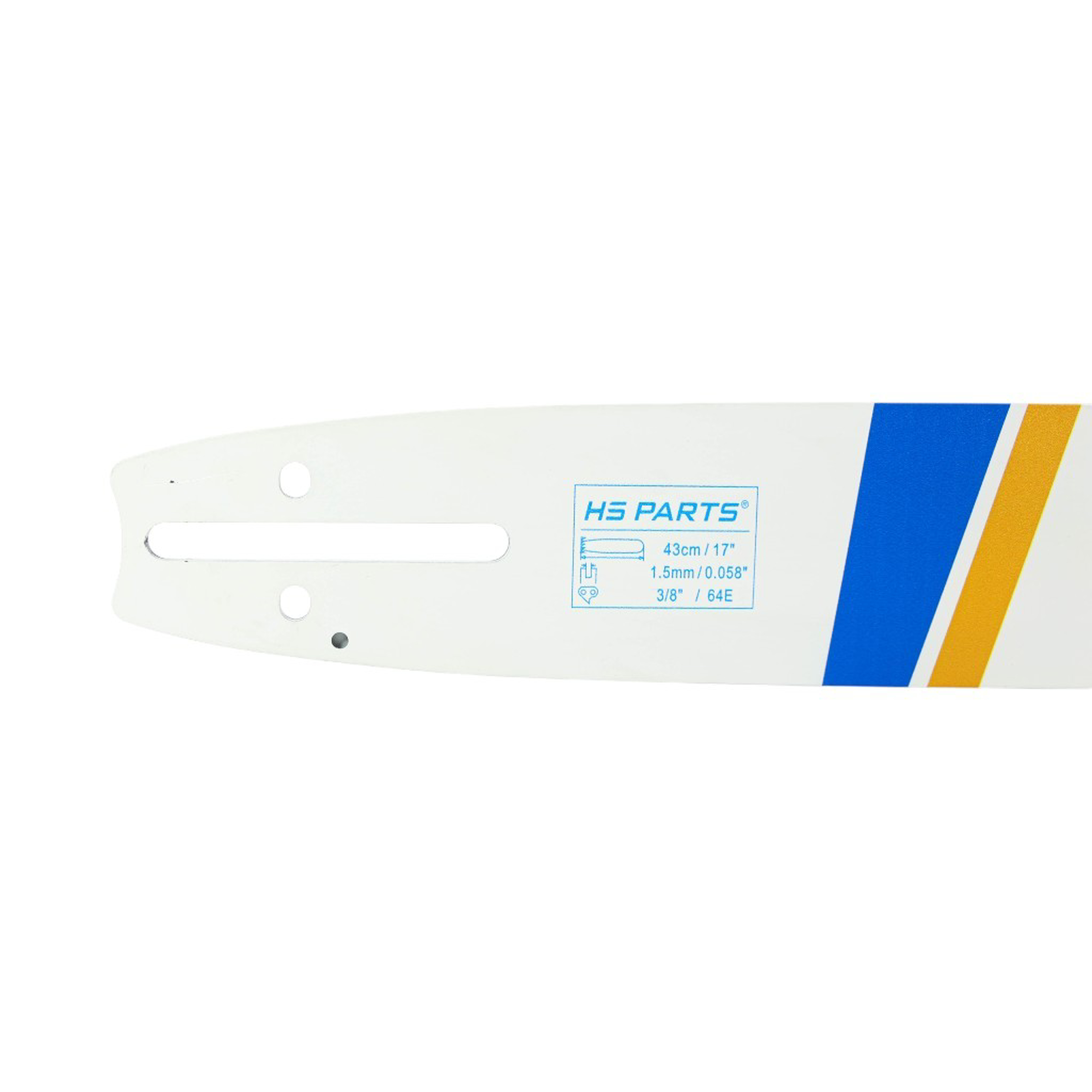 HS PARTS vodící lišta 17" (43 cm) 3/8" .058" (1,5 mm) + pilový řetěz 64 článků hranatý zub pro Husqvarna 61 66 266 268 272 365 372XP 380 585 Solo 665 681 Jonsered 2077 2171 Dolmar PS6400 Makita DCS6400