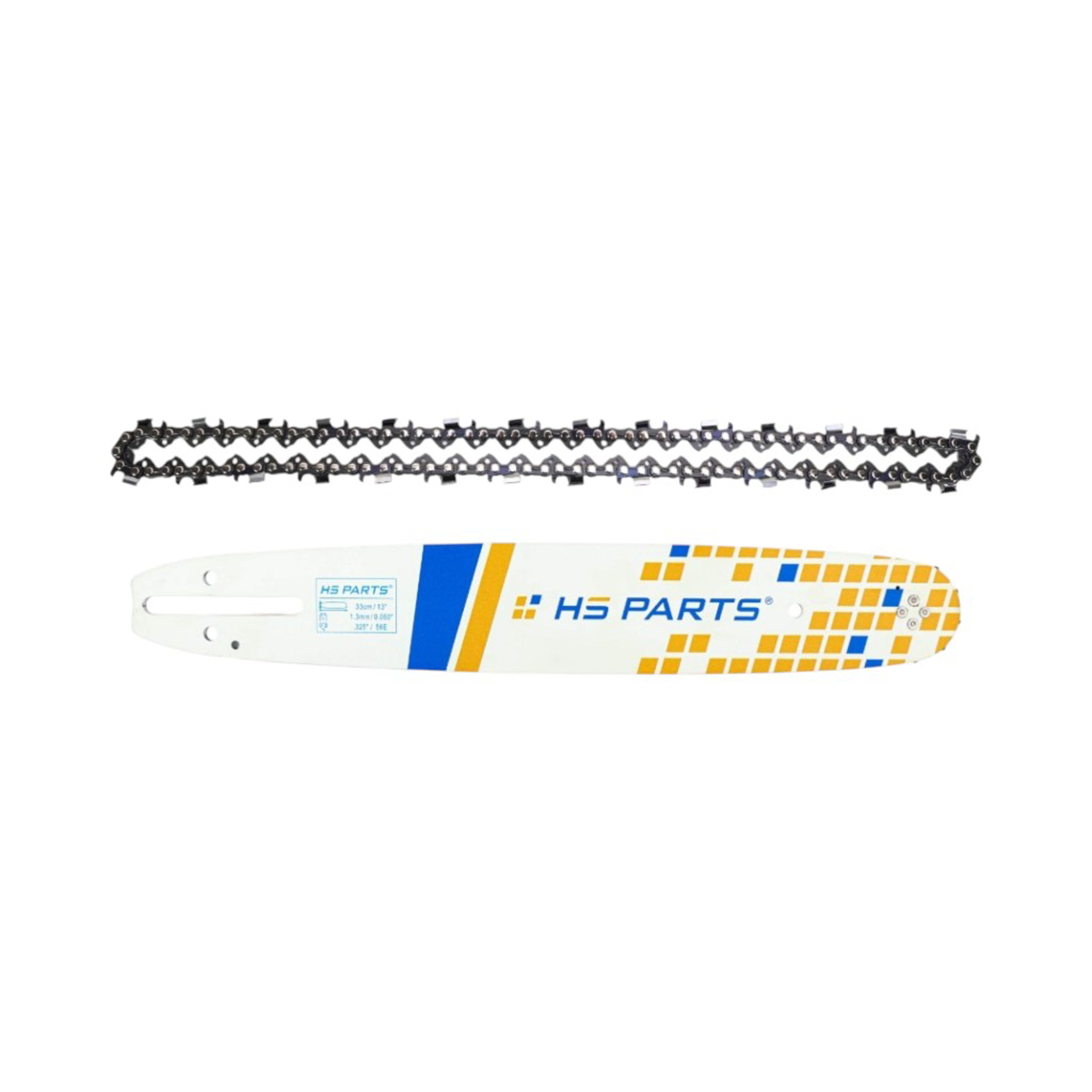 HS PARTS vodící lišta 13" (33 cm) .325" .050" (1,3 mm) + pilový řetěz 56 článků hranatý zub pro Husqvarna 36 41 136 141 243 Jonsered 2040 2141 2152 Makita DCS3500 Dolmar PS351 PS410 Shindaiwa 360 366 377 Echo CS4200ES CS4400
