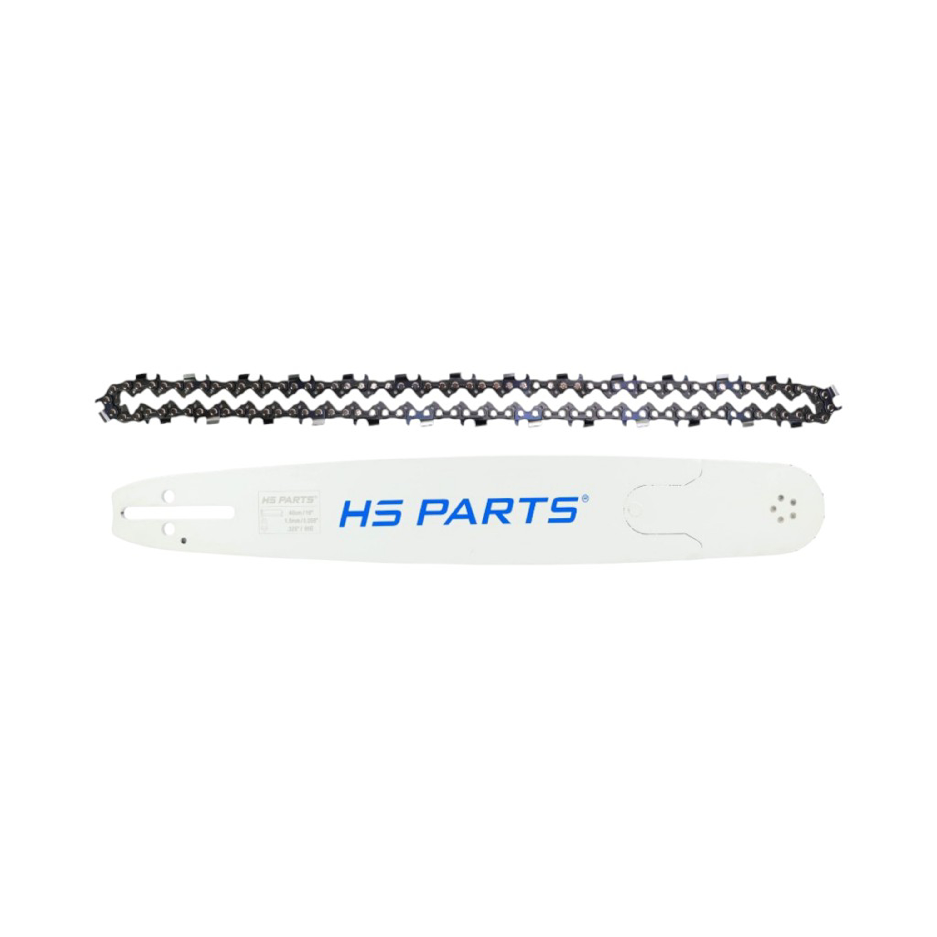 HS PARTS profesionální vodící lišta 16" (40 cm) .325" .058" (1,5 mm) + pilový řetěz 66 článků hranatý zub pro Husqvarna 36 45 55 136 154 254 257 262 345 346 357 435 445 460 Jonsered 2054 2152 2155 CS2149W Dolmar 112 116 Oleomac 952 962