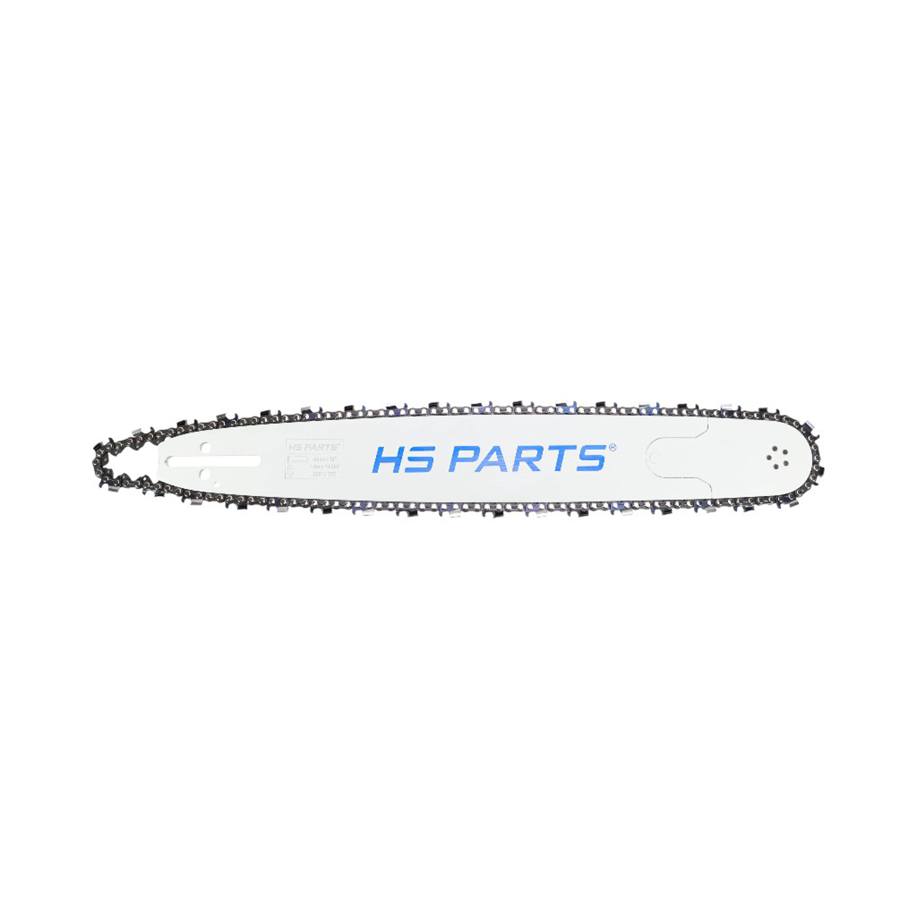 HS PARTS profesionální vodící lišta 18" (45 cm) .325" .058" (1,5 mm) + pilový řetěz 72 článků hranatý zub pro Husqvarna 36 45 55 136 154 254 257 262 345 346 357 435 445 460 Jonsered 2054 2152 2155 CS2149W Dolmar 112 116 Oleomac 952 962