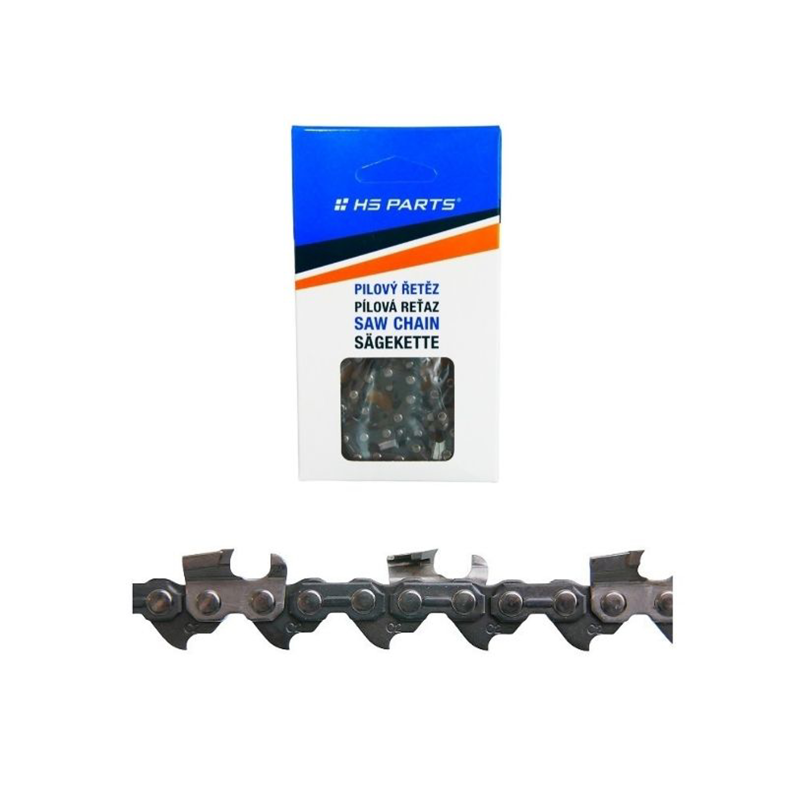 HS PARTS Pilový řetěz s karbidovými hroty 3/8" .058" (1,5 mm) 72 článků hranatý zub pro Husqvarna 66 162 181 266 268 362 365 372XP 380 385 390XP 394XPG 555 560XP 562 570 572 575XP 576XP