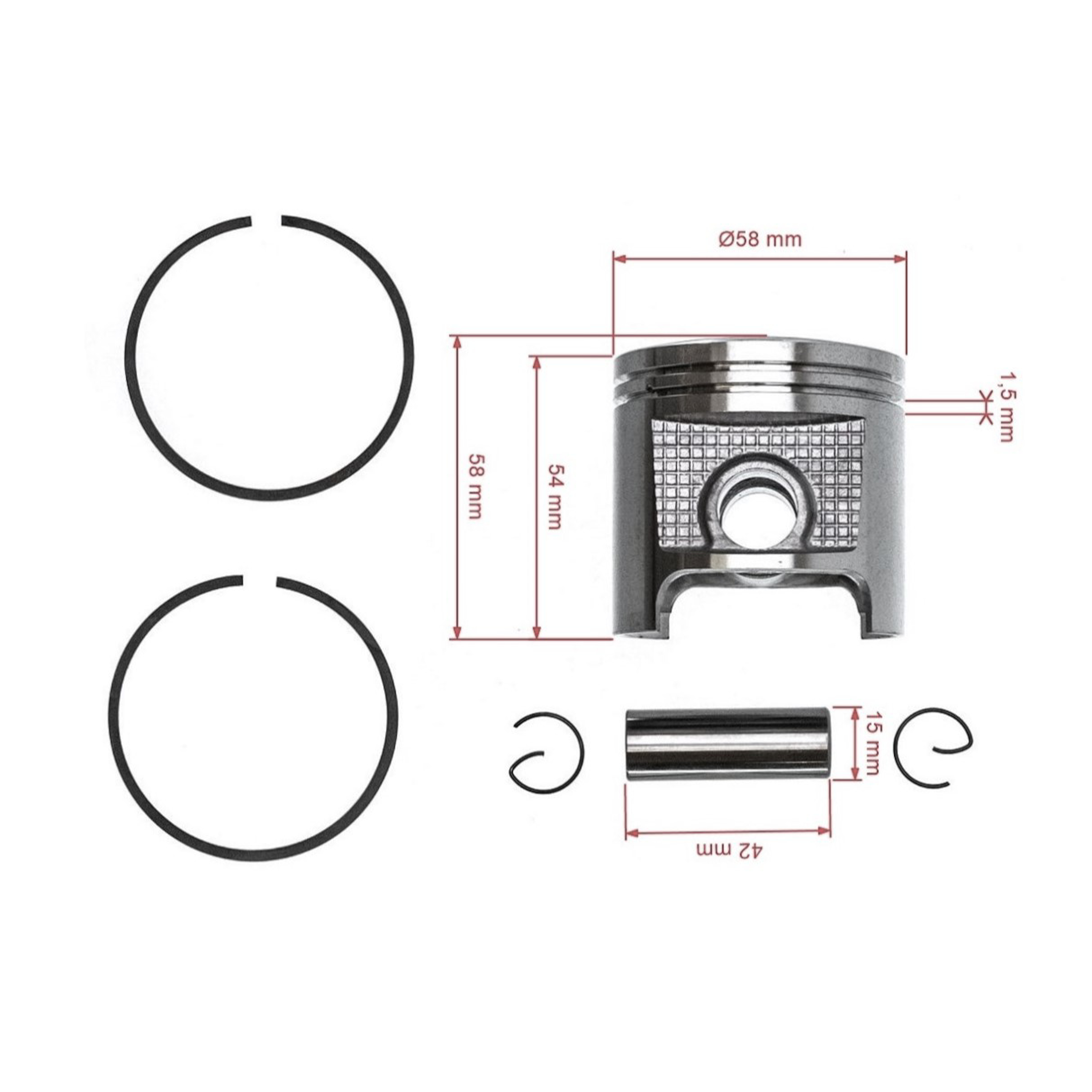 Kompletní píst pro motorové pily Stihl 070 58 mm (OEM 11060302000)