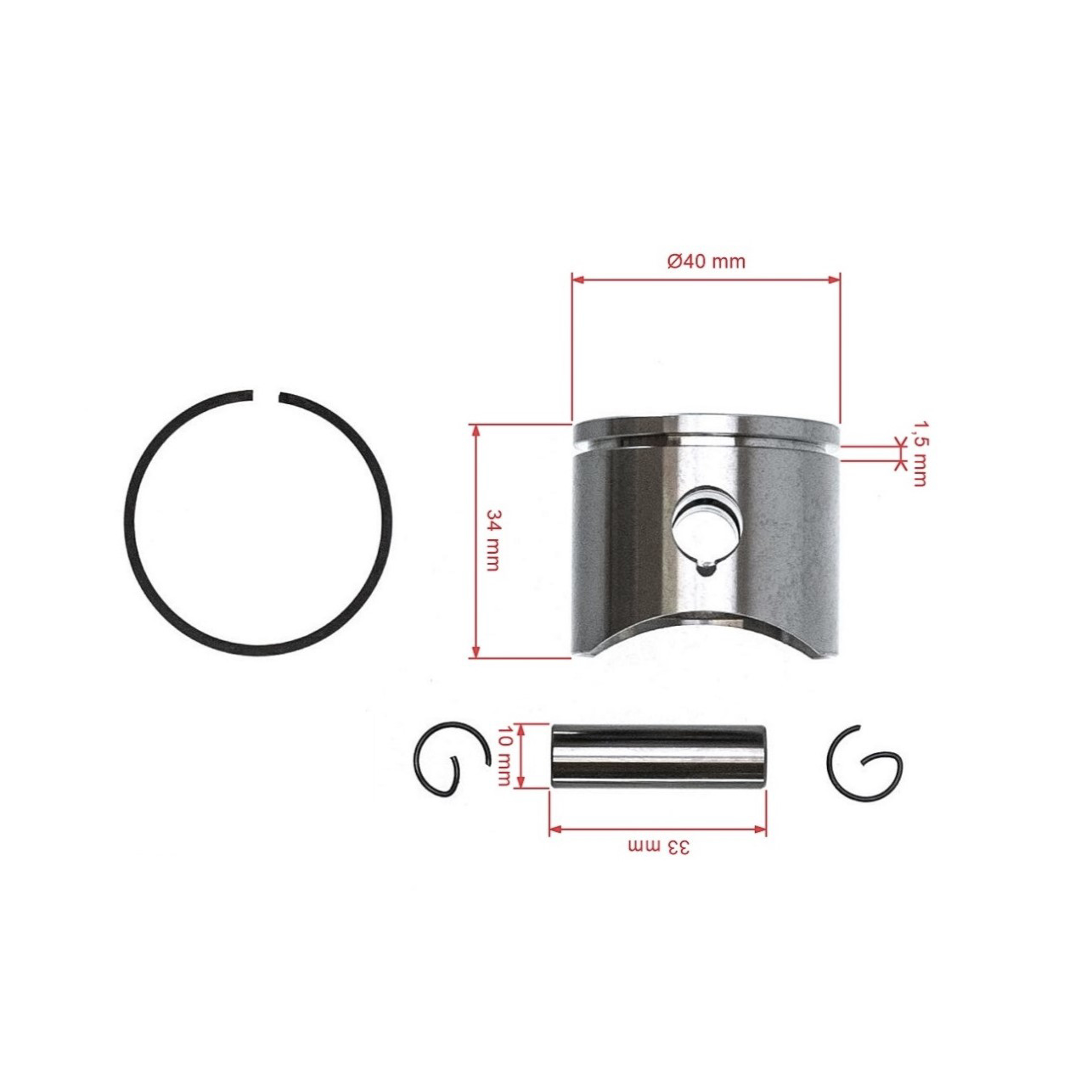 Kompletní píst pro motorové pily Husqvarna 41 141 141LE 142 Jonsered 2040 CS2040 40 mm (OEM 530069454 530069341)