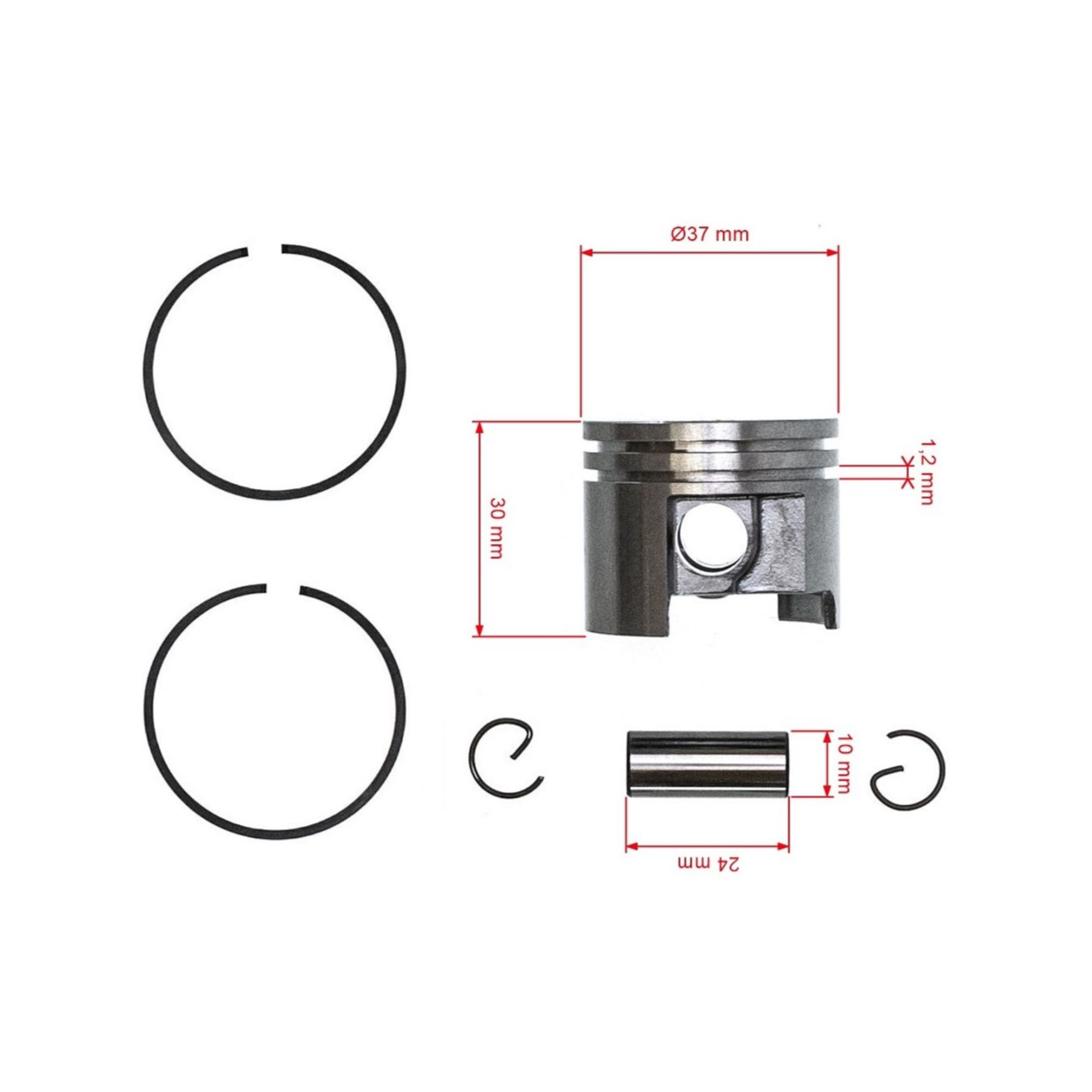 HS PARTS kompletní píst pro motorové pily Stihl MS192 MS192T 37 mm (OEM 11370302002)