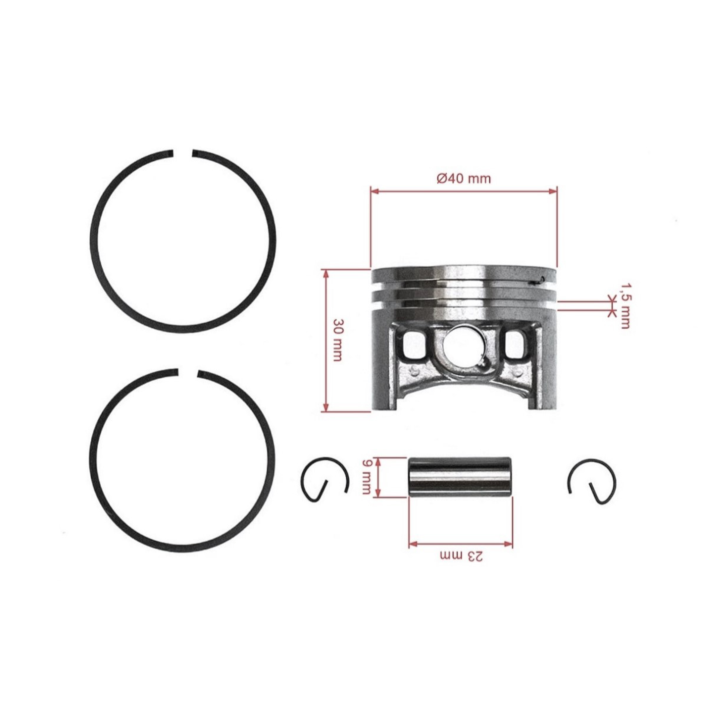 HS PARTS kompletní píst pro motorové pily Stihl MS200 MS200T 40 mm (OEM 11290302002)