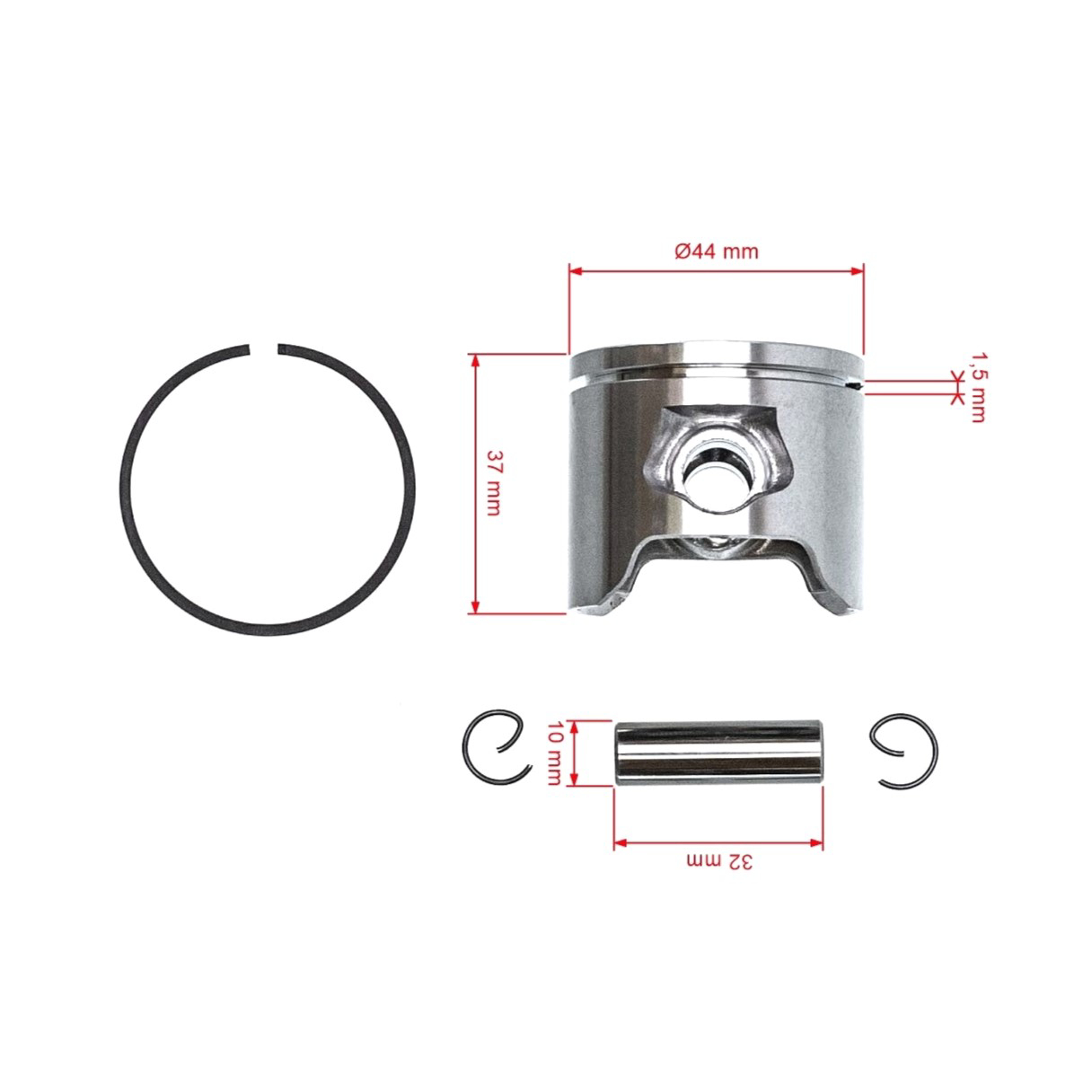 HS PARTS kompletní píst pro motorové pily Husqvarna 350 351 Jonsered 2054EPA 2055 2149 2150 CS2150 44 mm (OEM 503899603)