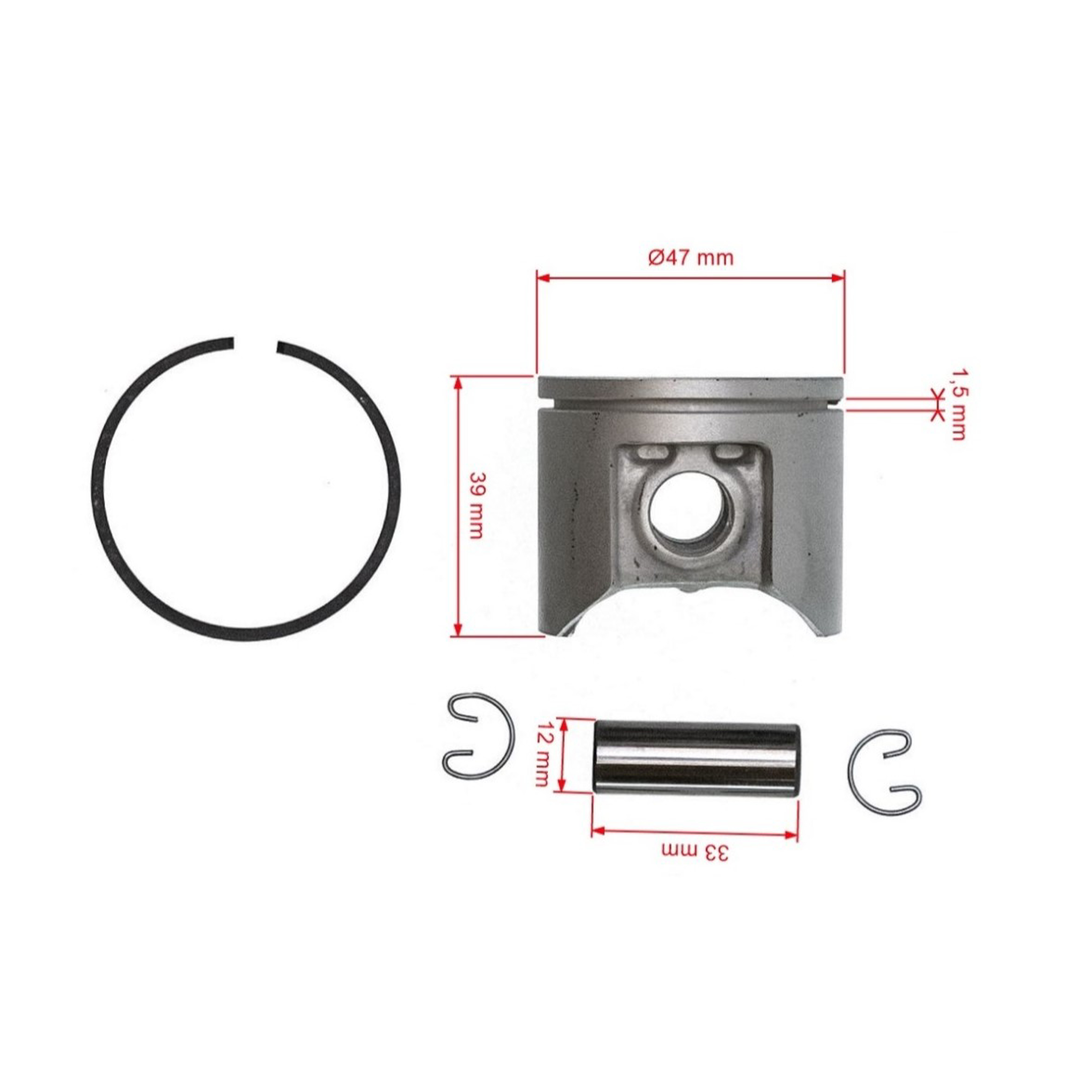 HS PARTS kompletní píst pro motorové pily Husqvarna 359 Jonsered 2159 CS2159 47 mm (OEM 537157202)