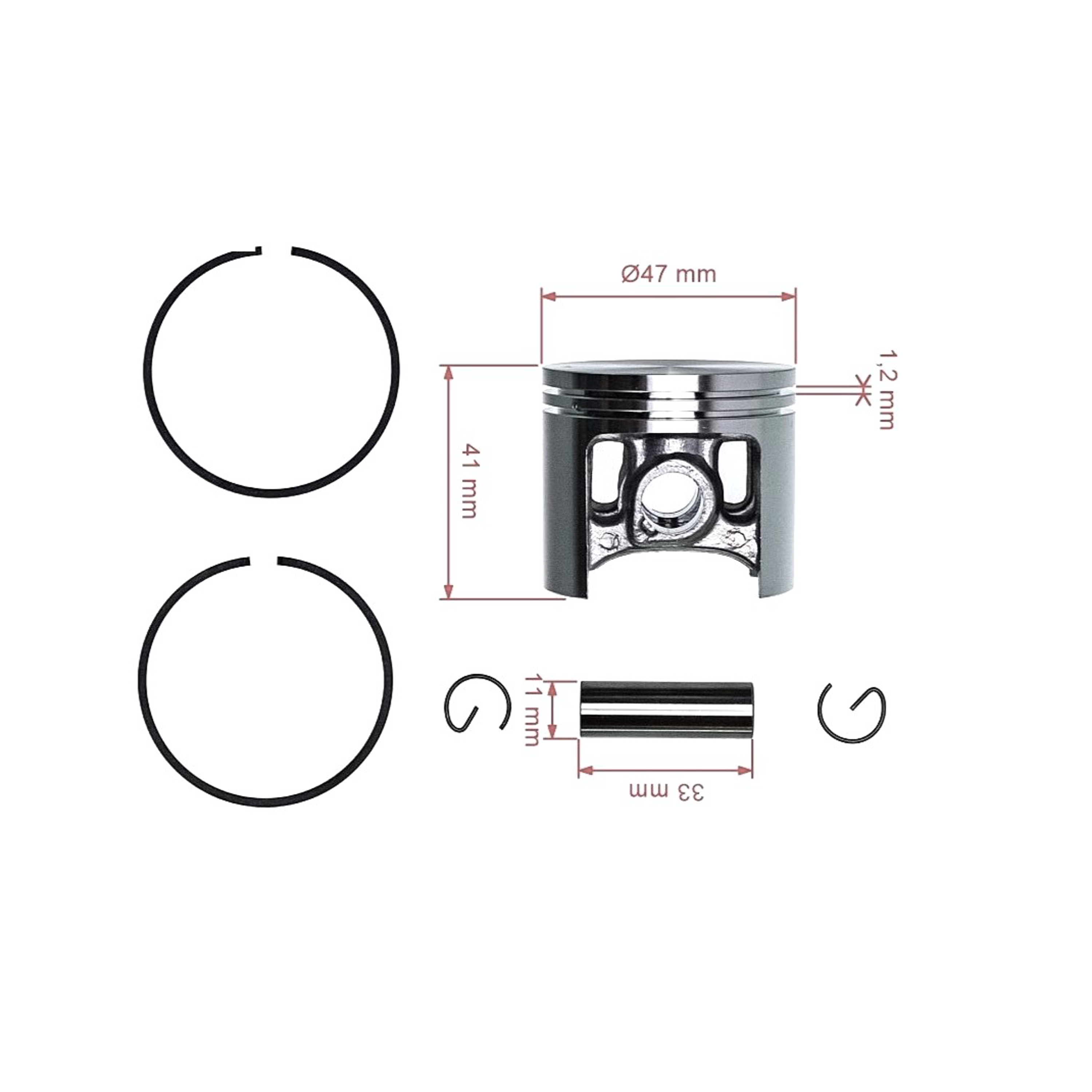 HS PARTS kompletní píst pro motorové pily Stihl MS341 MS361 47 mm (OEM 11350302000)