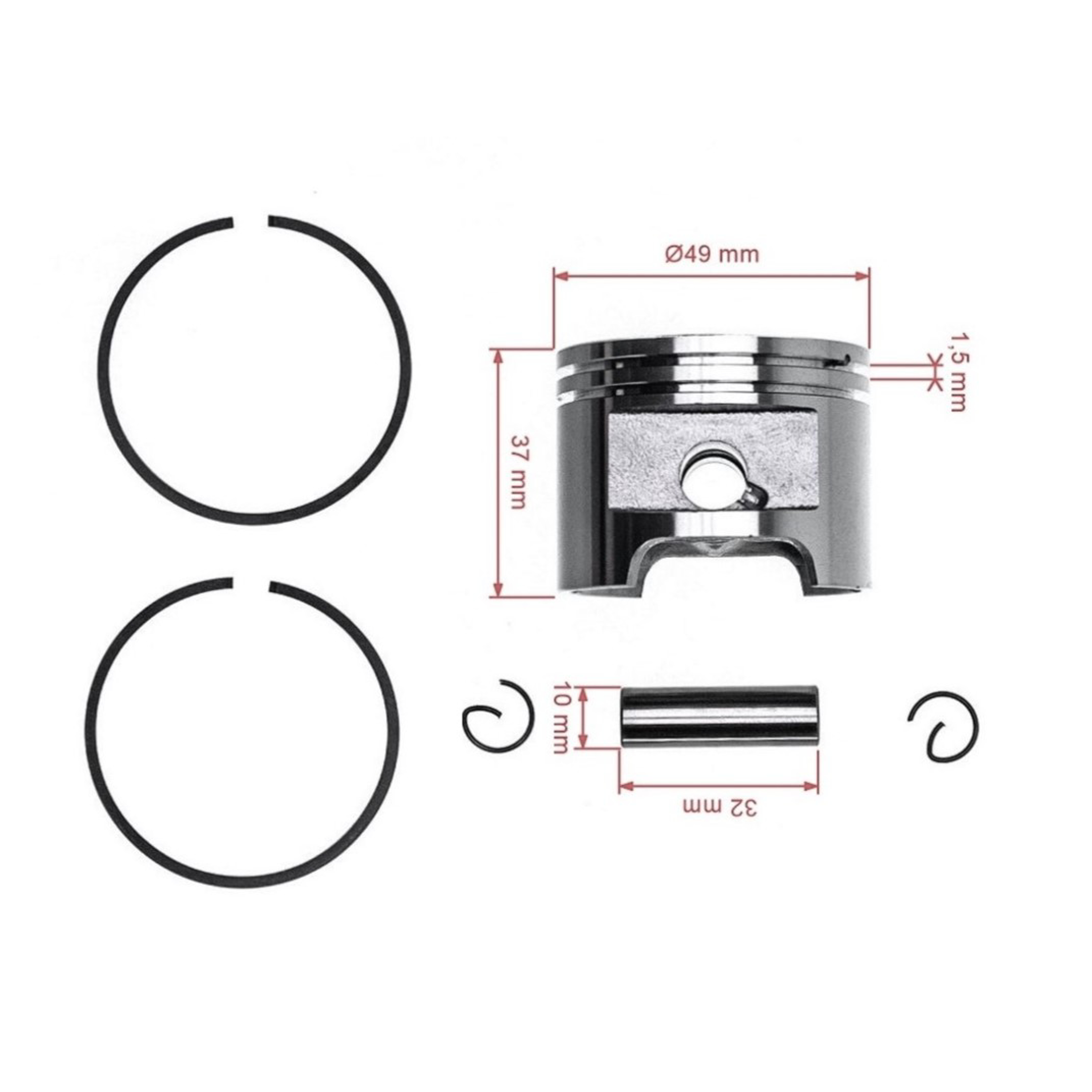HS PARTS kompletní píst pro motorové pily Stihl 039 MS390 49 mm (OEM 11270302005)