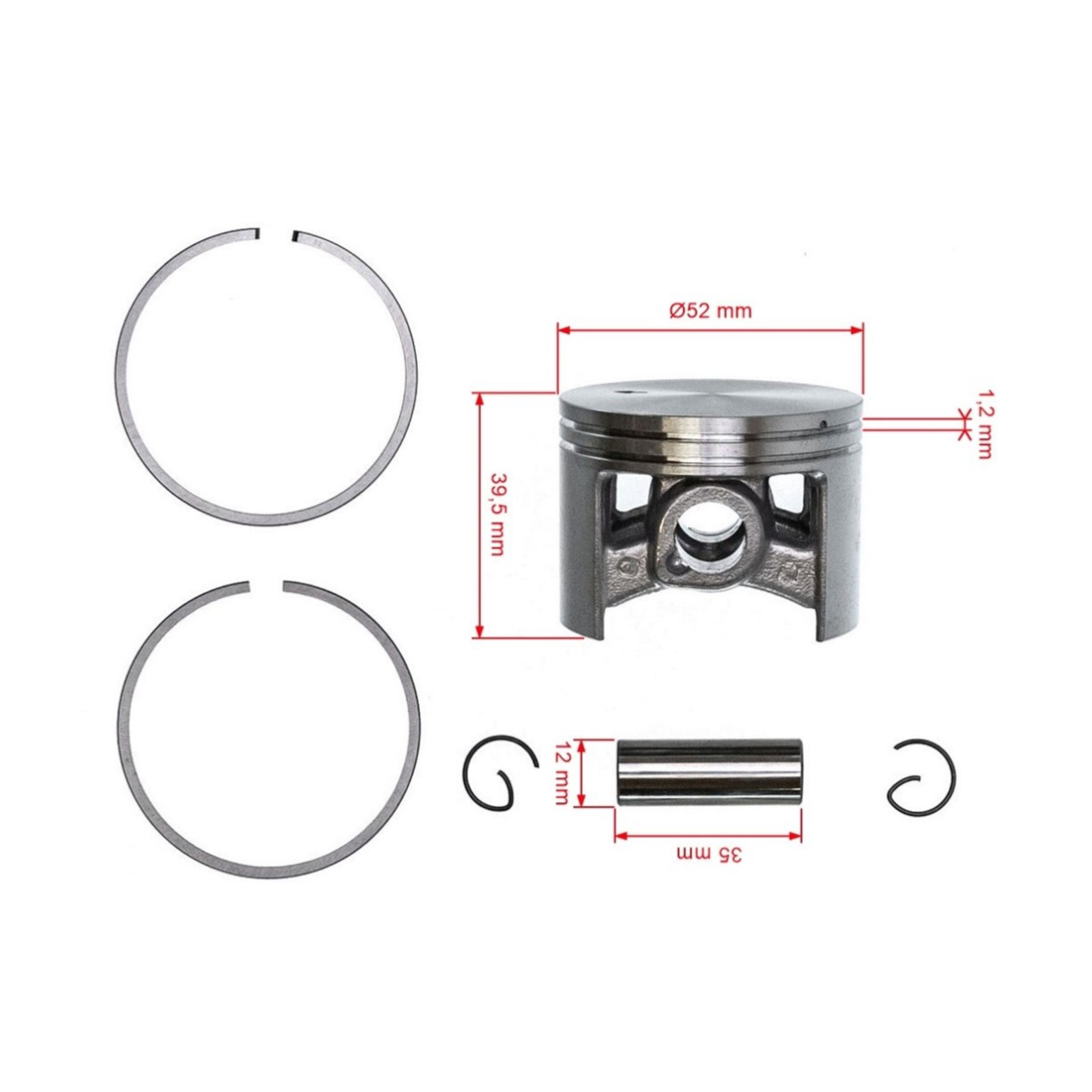 HS PARTS kompletní píst pro motorové pily Stihl 046 MS460 52 mm (OEM 11280302009)