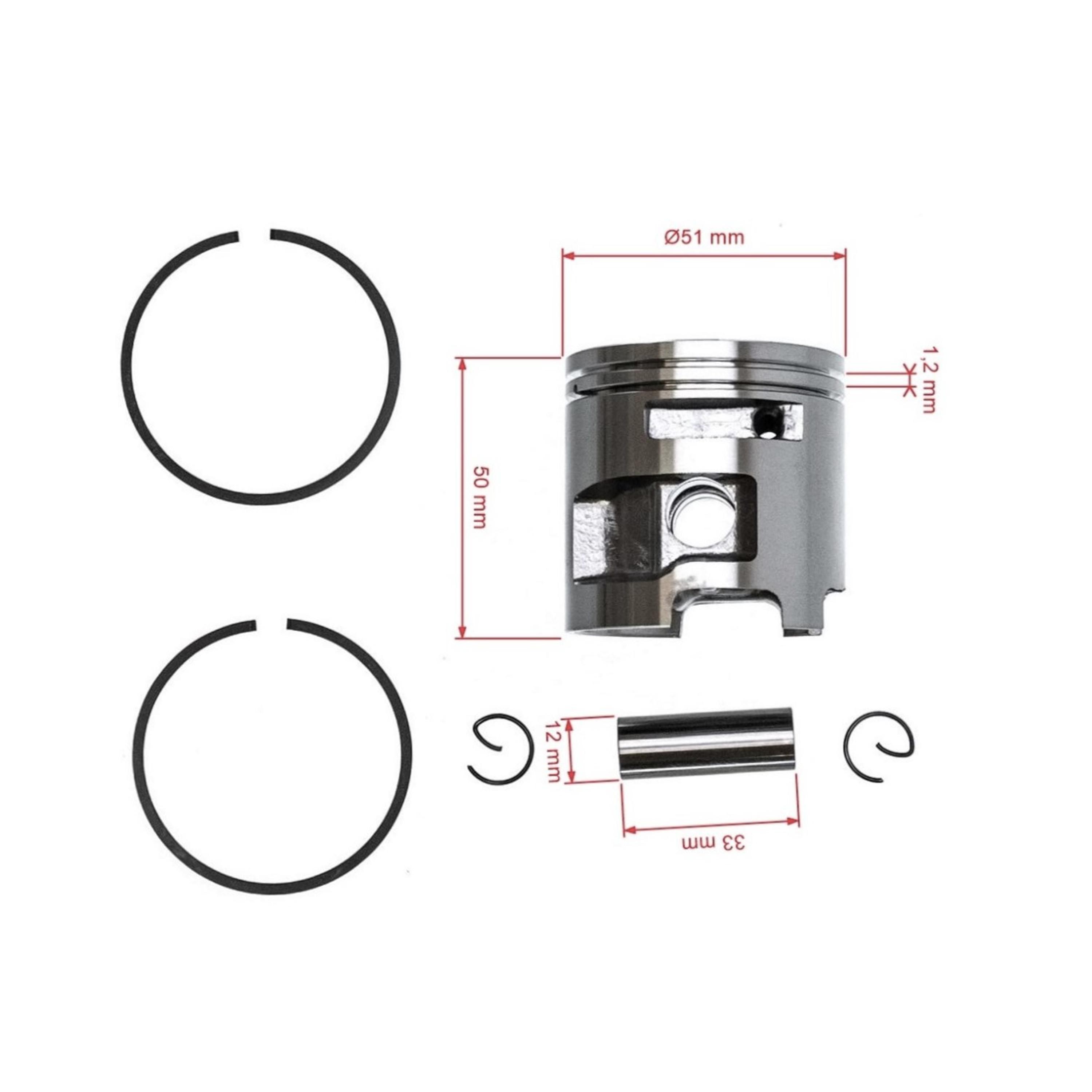 HS PARTS kompletní píst pro motorové pily Husqvarna 570 575XP 51 mm (OEM 537328502)